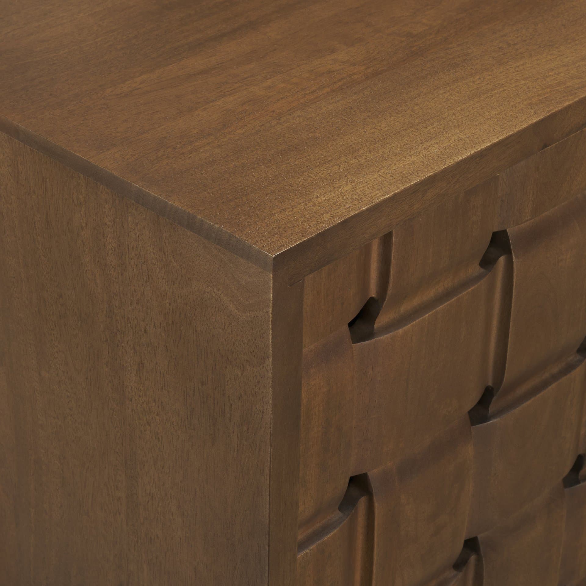 Trellyn Dark Brown Solid Wood 4-Door w/ Carved Woven Doors Closed Sideboard — product photograph