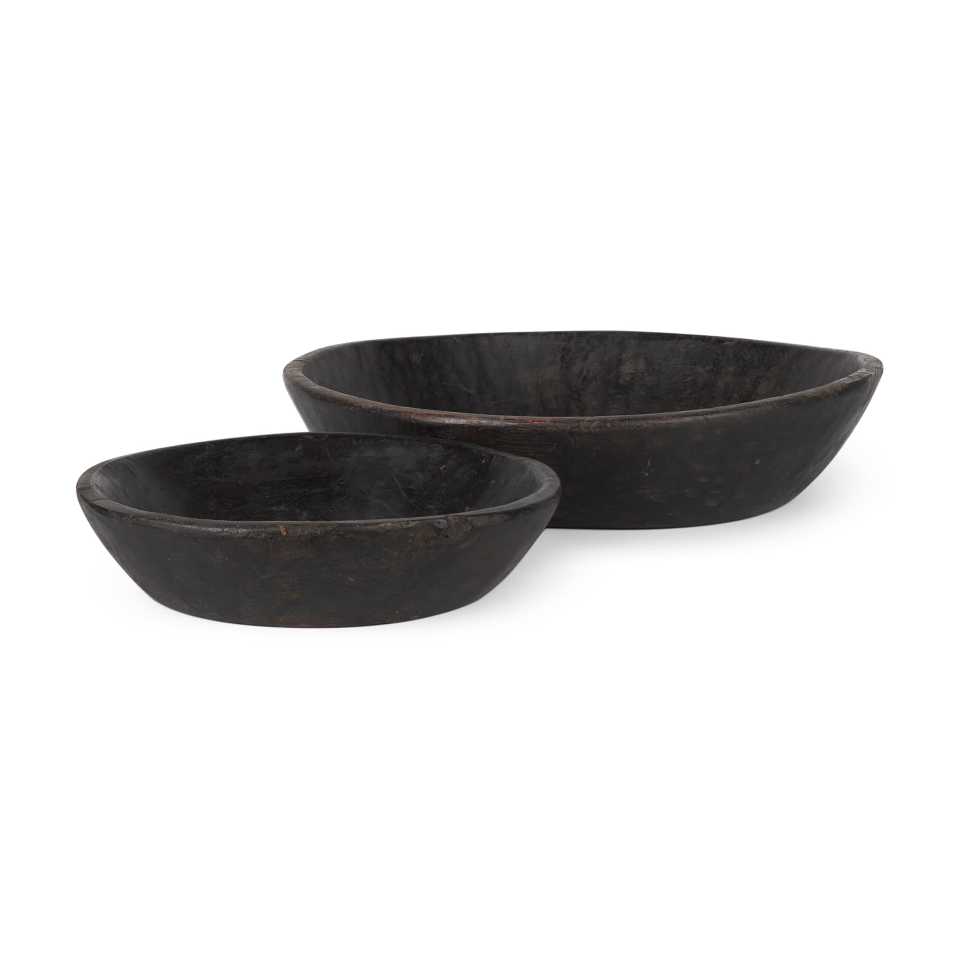 Nikita Set of 2 Large Black-Brown Reclaimed Wood Bowls — product photograph