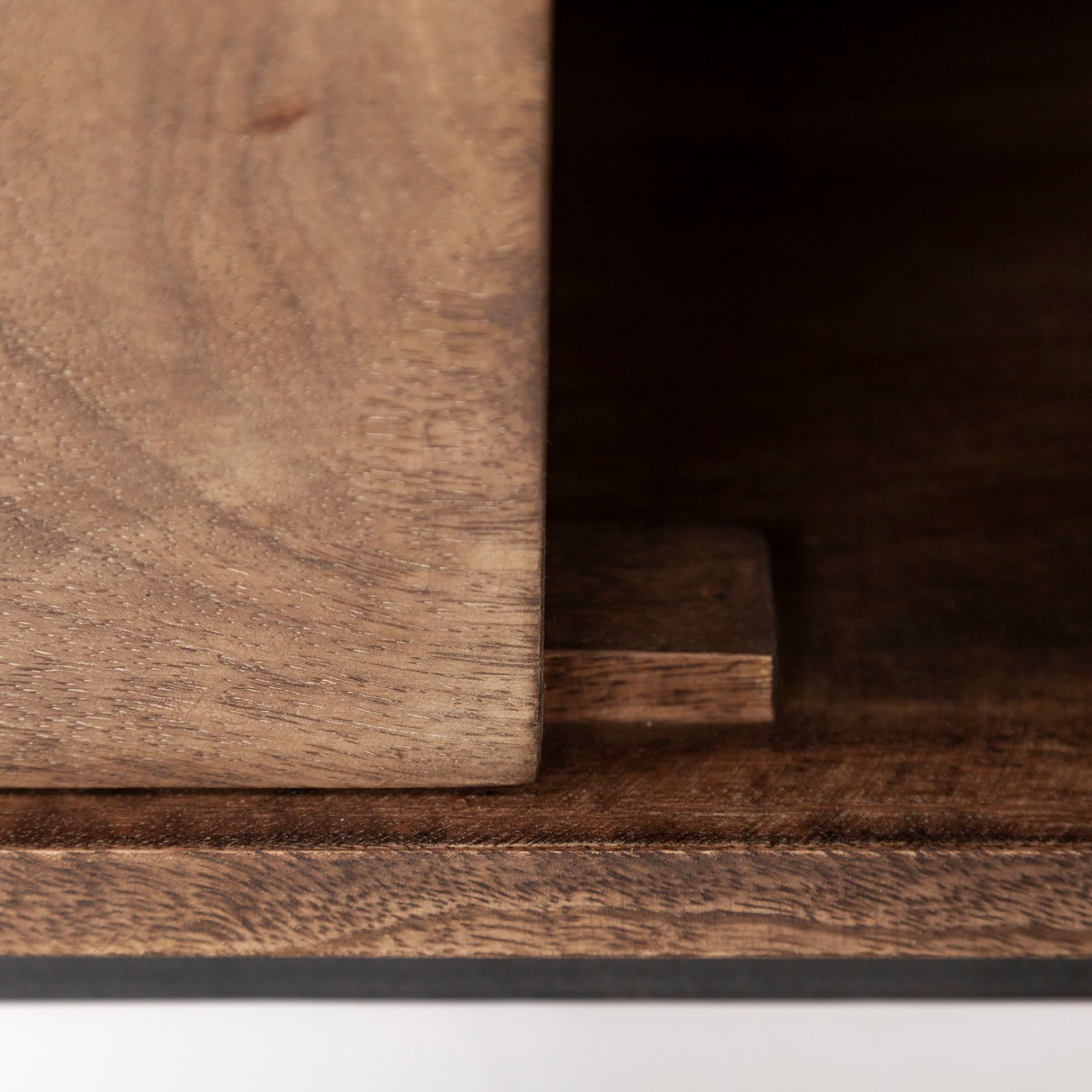 Glenn IV Dark Brown Wood w/ Black Iron Frame Media Console w/ Storage, TV Stand for TV up to 71" — product photograph