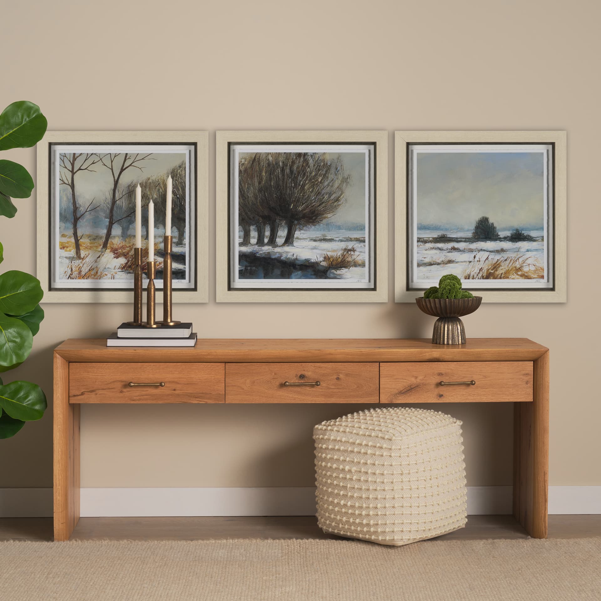 Winter Day II by Mercana Studio Hand Embelished Framed Artwork Matted under Glass — in a styled room