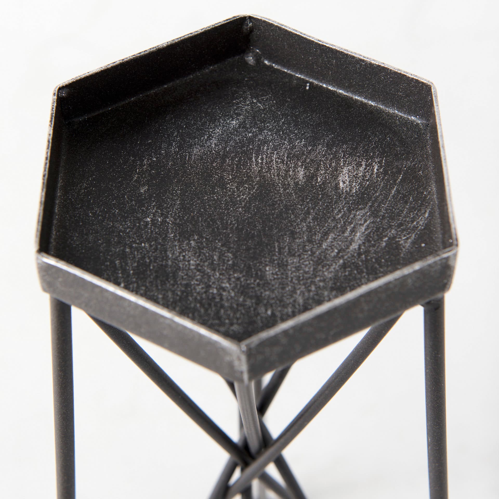 Sixx II Large Antiqued Metal Hexagonal Table Candle Holder — product photograph
