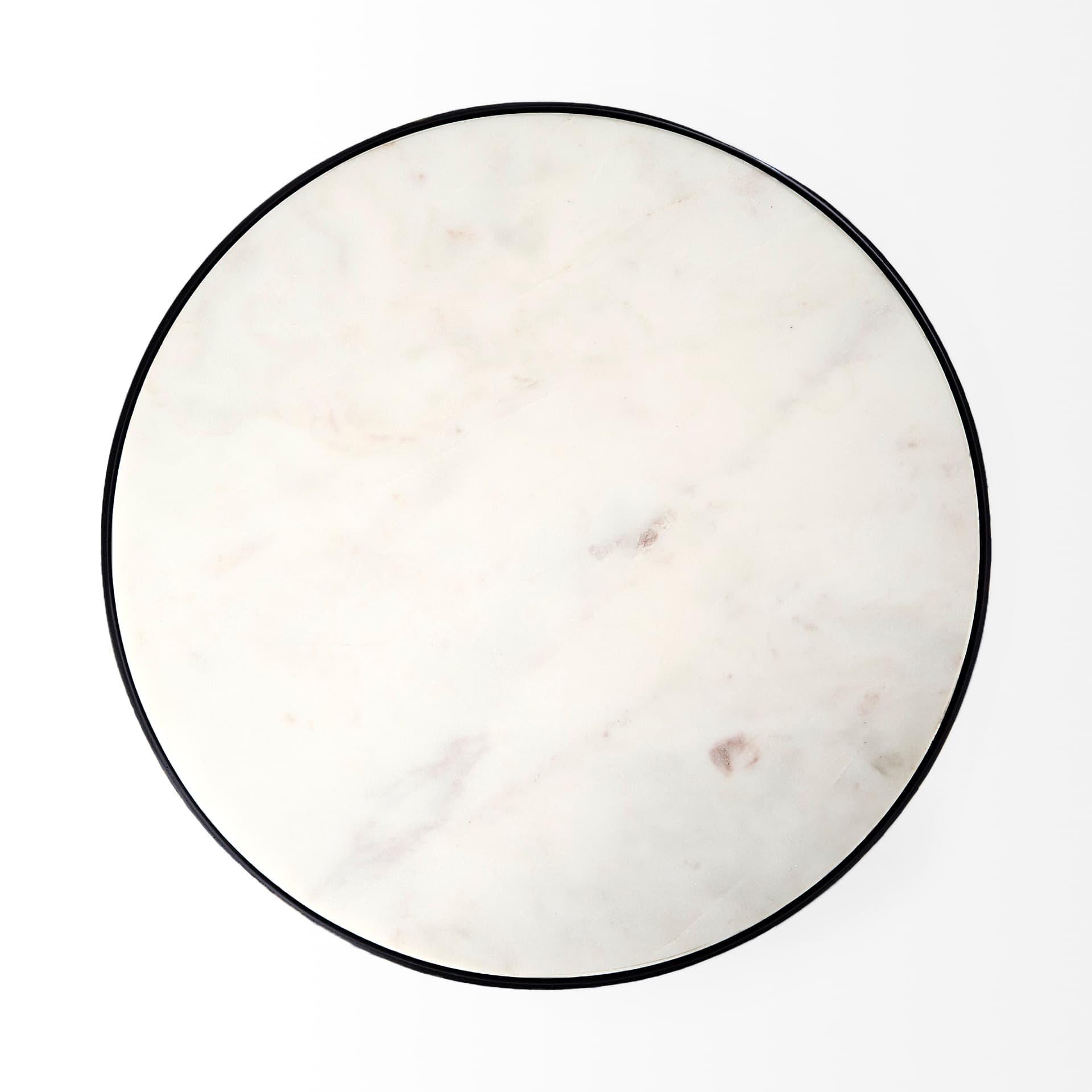 Patrick 23"H White Marble Top w/ Matte Black Metal Accent Table — product photograph