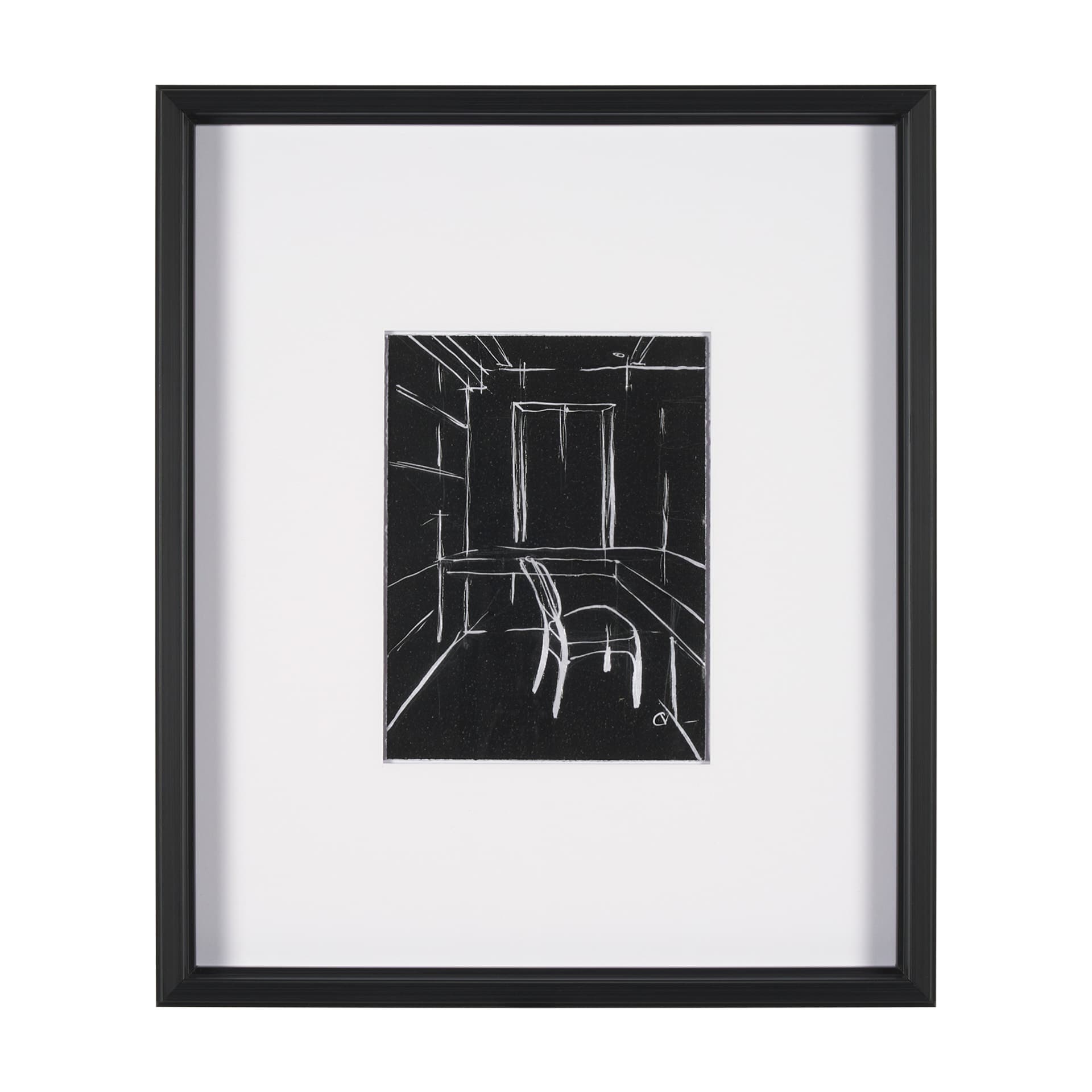 Interior Sketch II by Mercana Studio a Hand Embellished Framed Art Print Matted under Glass — product photograph
