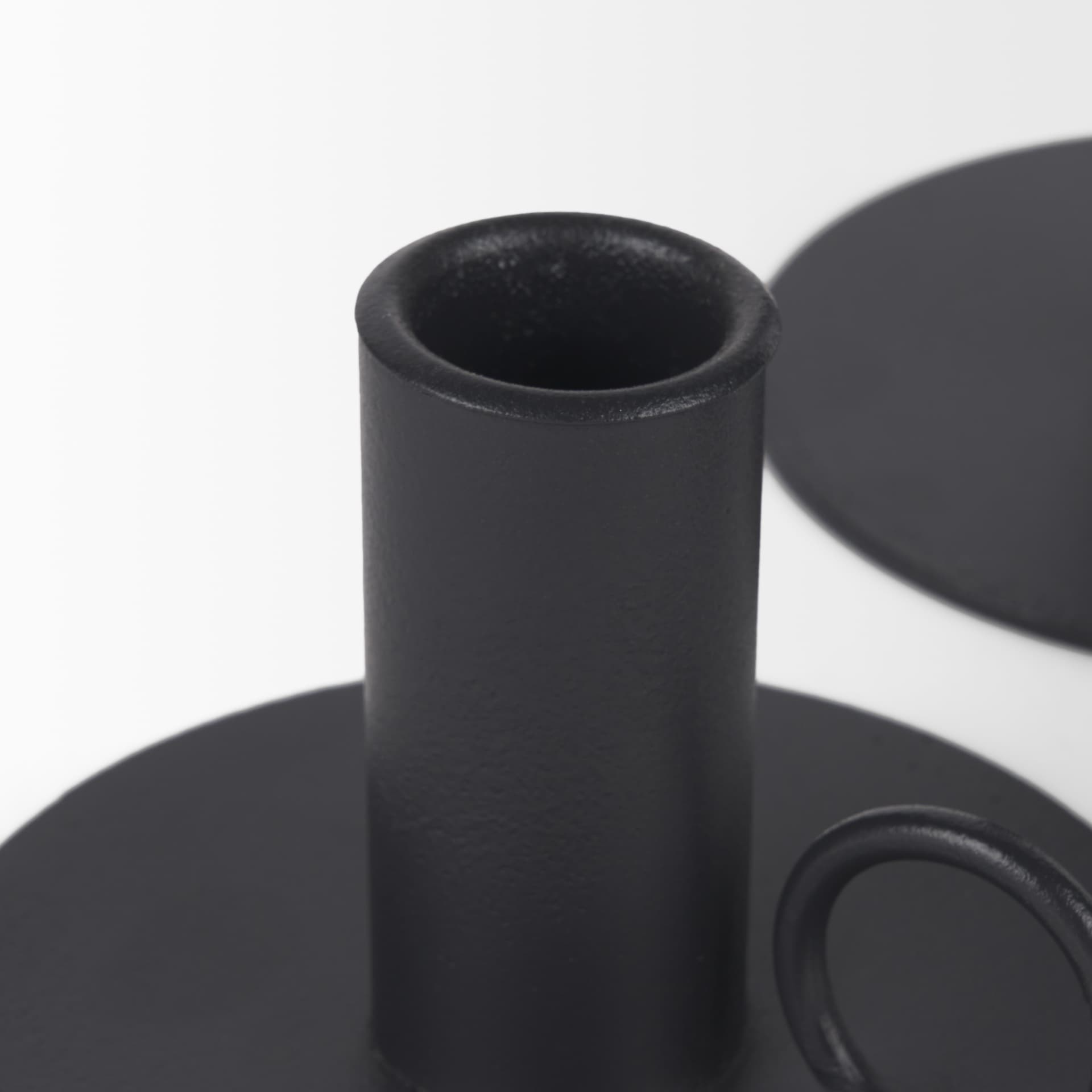 Noir Matte Black Metal Candle Holders (Set of 3) — product photograph