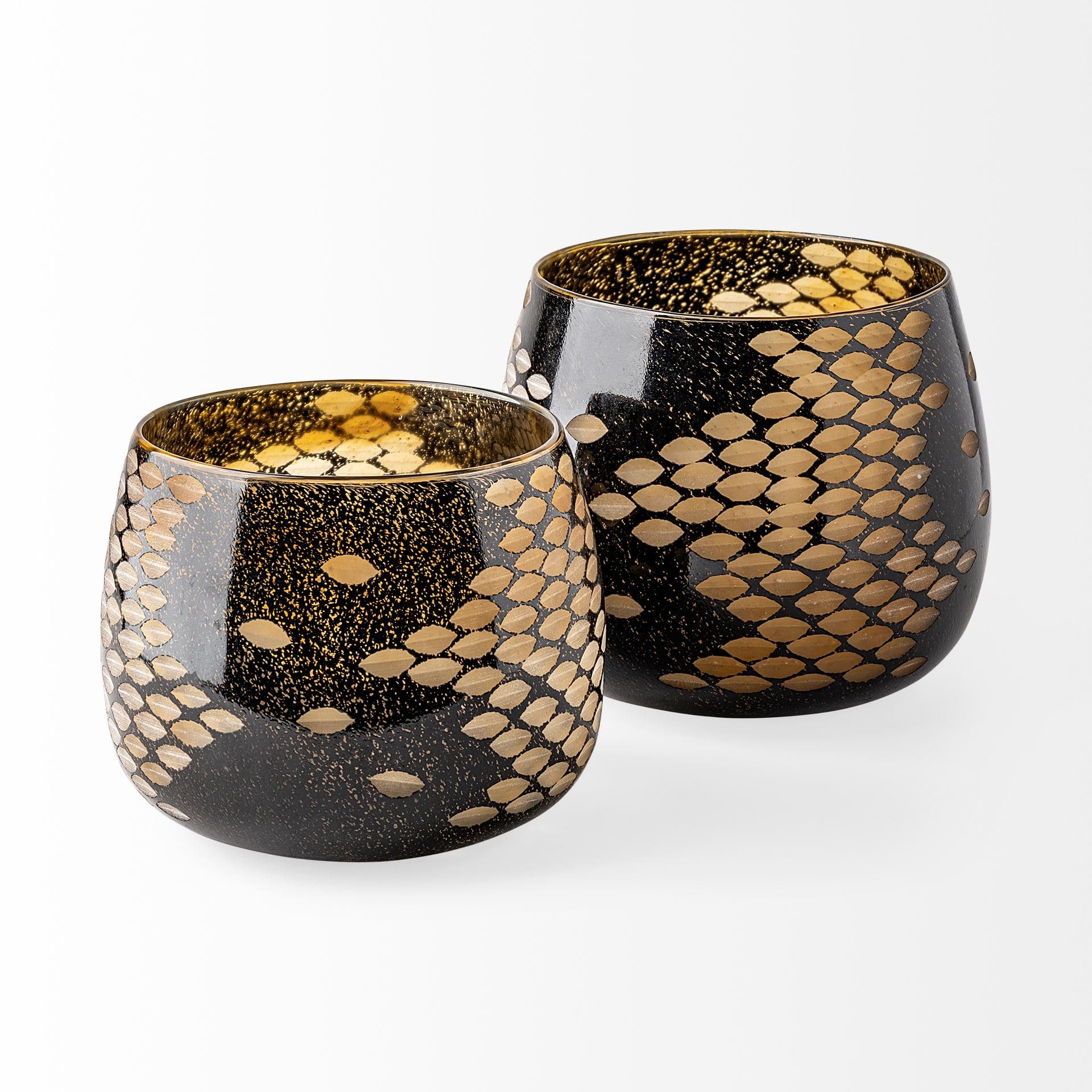 Mojave Large Black and Gold Detail Glass Vase — product photograph