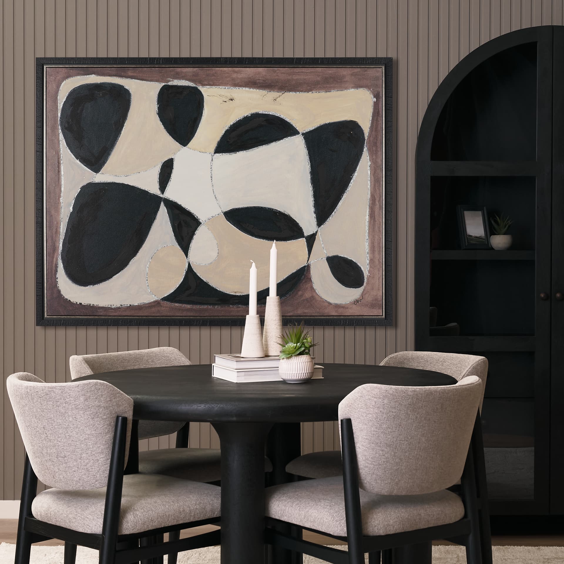 Desert Currents by Cristina Bartl Villa Hand-Embellished Textured Framed Canvas Artwork — in a styled room
