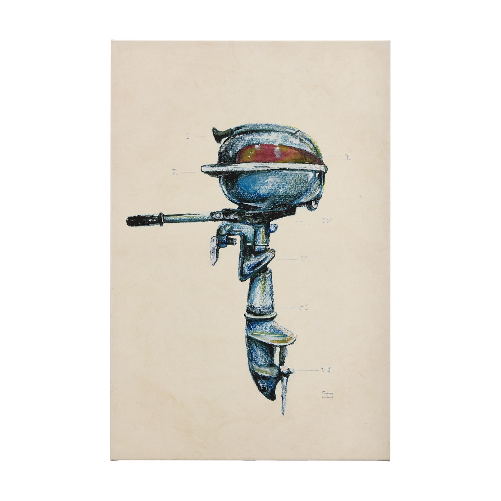 Vintage Motor I by Mercana Studio a Hand Embellished Textured Canvas — product photograph