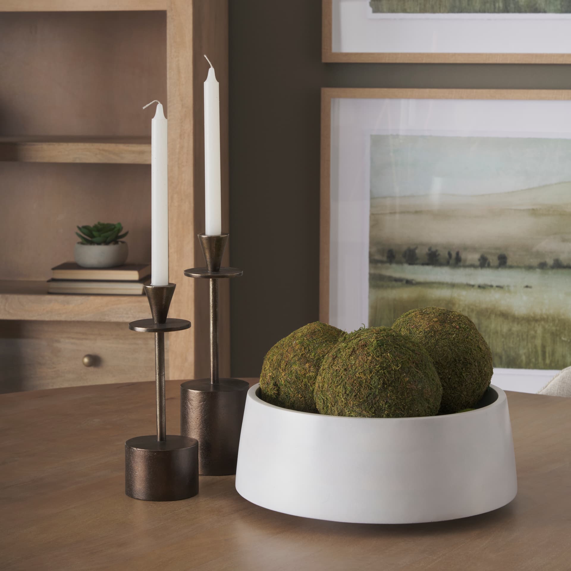 Kadara White Washed Solid Wood Decorative Bowl — in a styled room