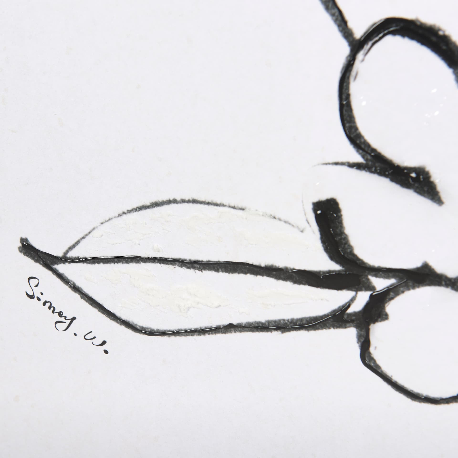 Blossoming Cherry Branch by Mercana Studio Hand Embellished Framed Art Print Matted under Glass — product photograph