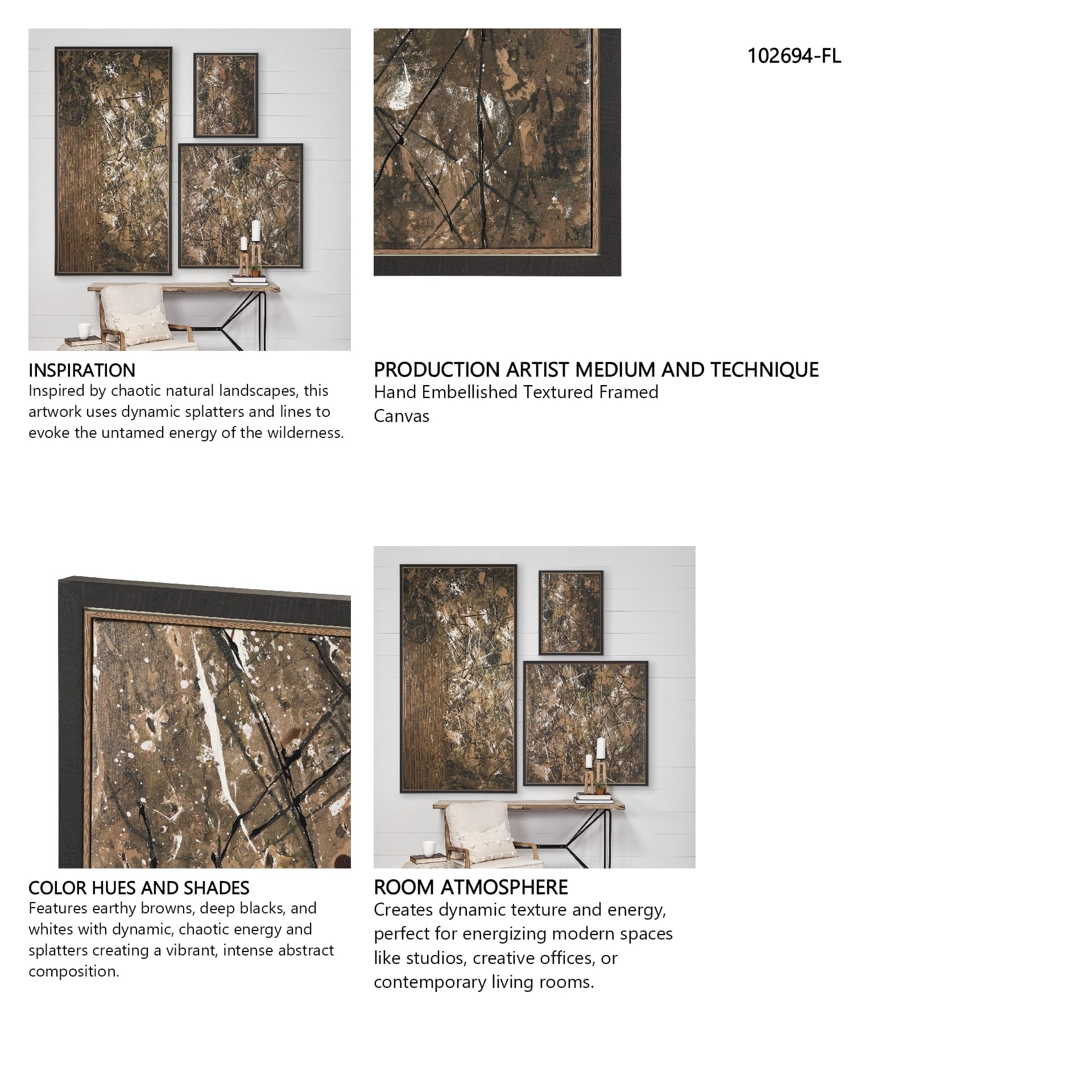 Chaos & Order V by Chad Warren a Hand Embellished Textured Framed Canvas — in a styled room