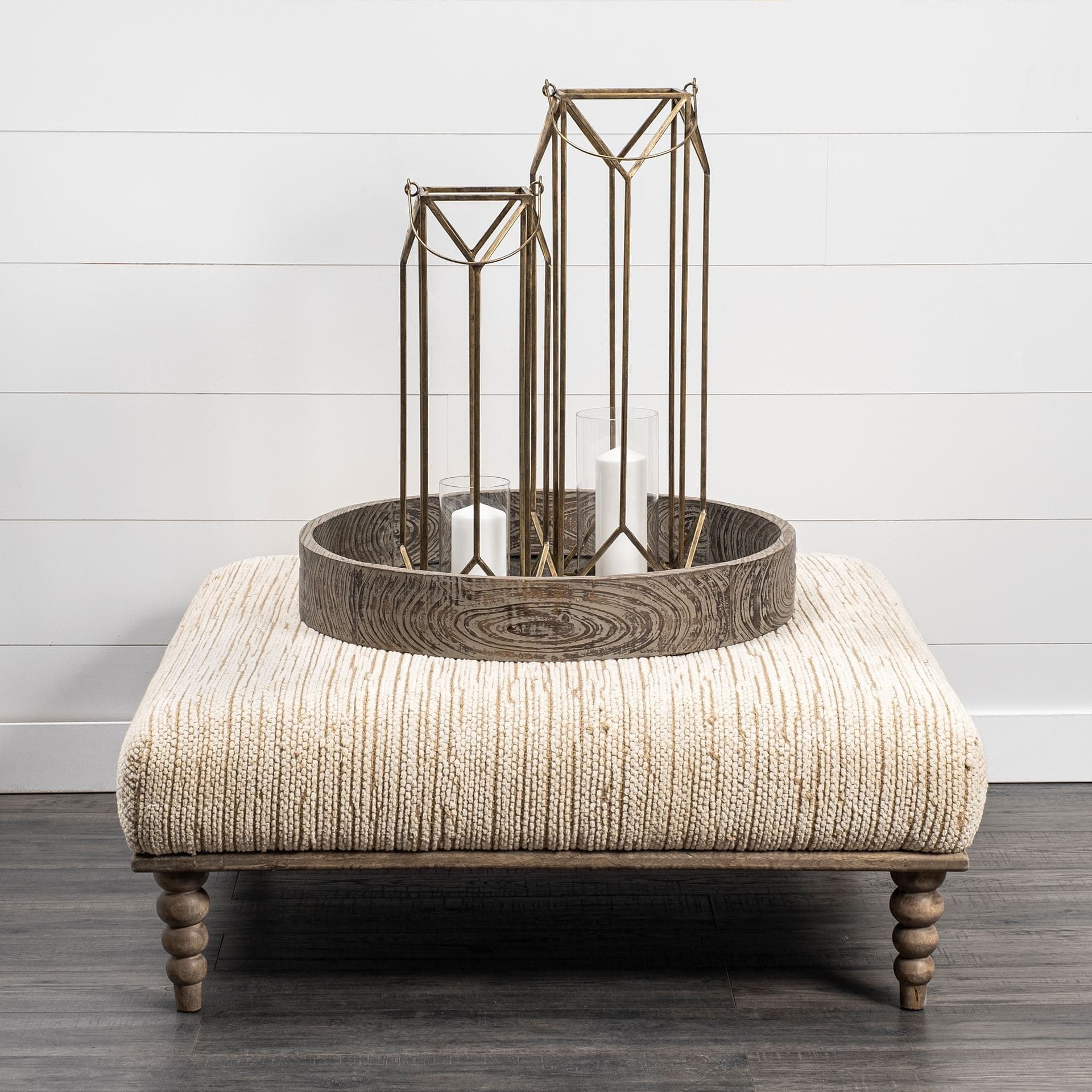 Ivy Large Gold Metal Geometric Cage Candle Holder Lantern — product photograph