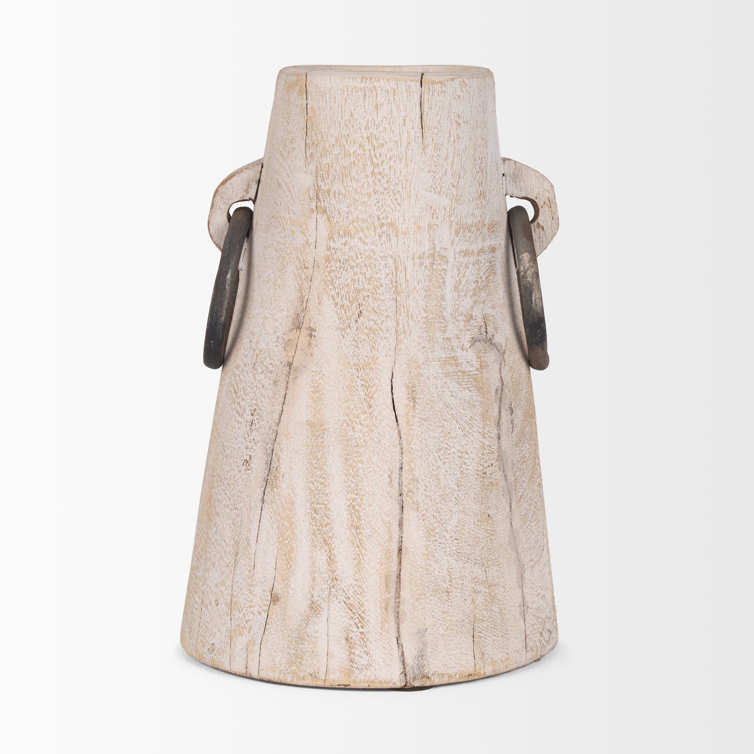 Monique Large Light Brown w/ Handles Wood Pot — product photograph