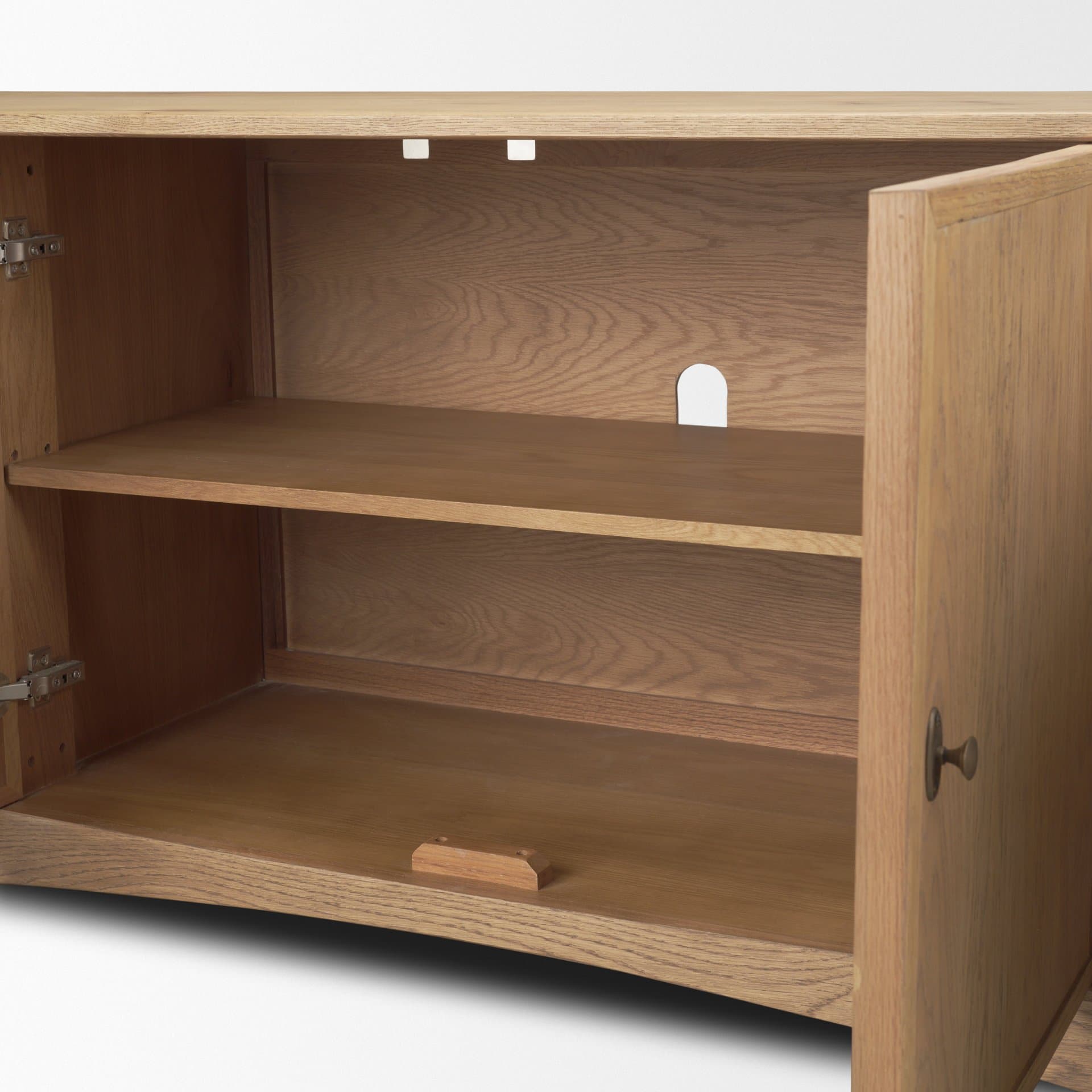 Carrington 82" 4 Door Closed Sideboard | Brown Oak Wood w/ Brass Hardware — product photograph