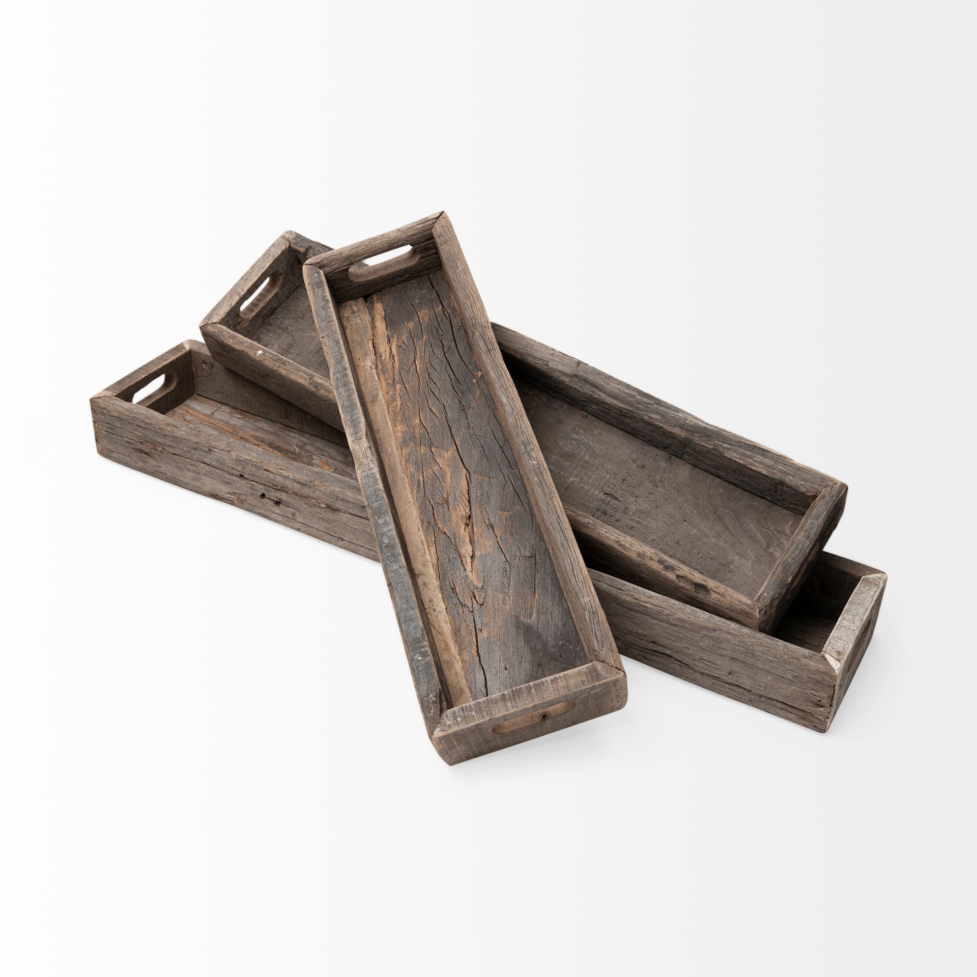 Vernon (Medium) 30L x 7W Brown Reclaimed Wood Tray — product photograph