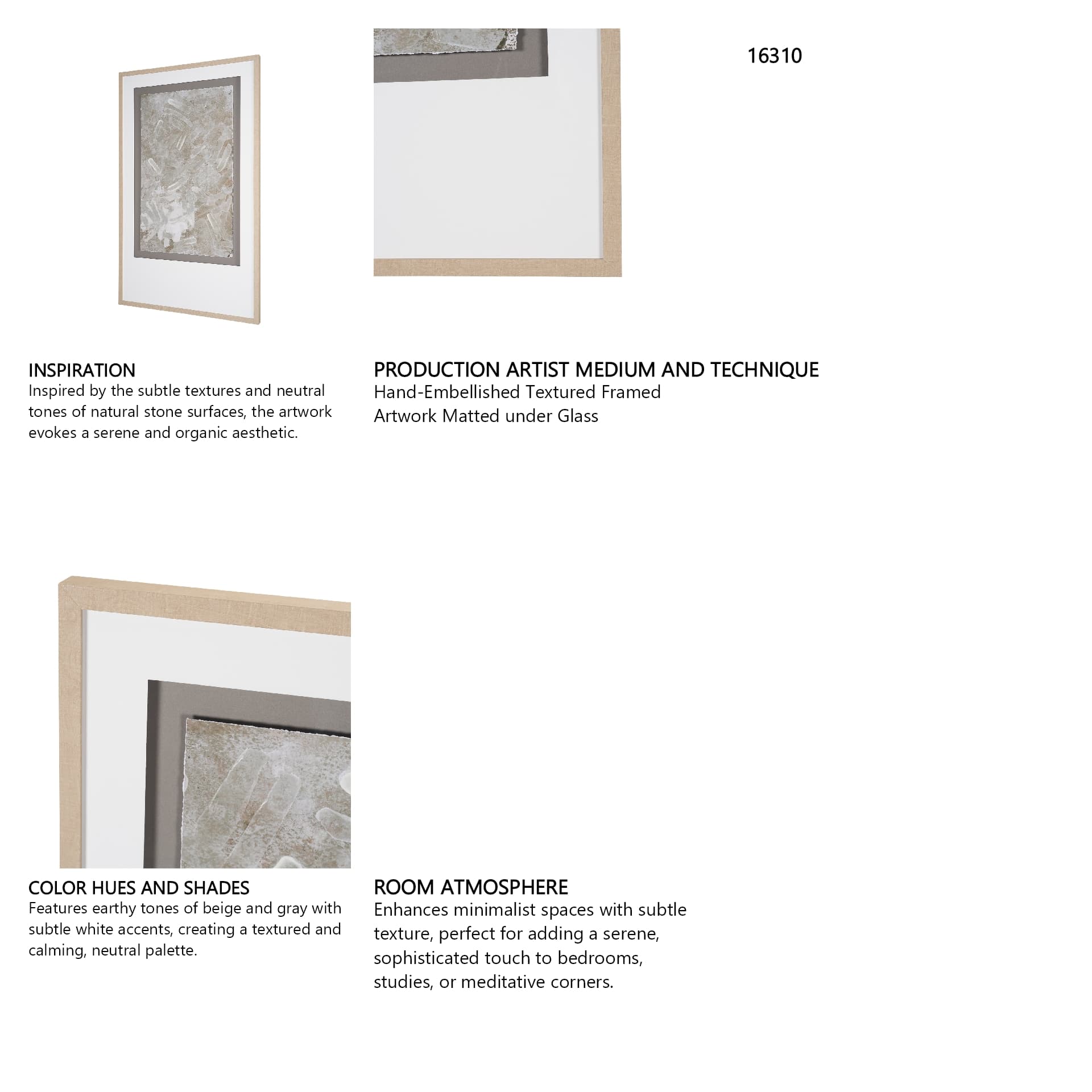 Soft Geometry II by Mercana Studio Hand-Embellished Textured Framed Artwork Matted under Glass — product photograph