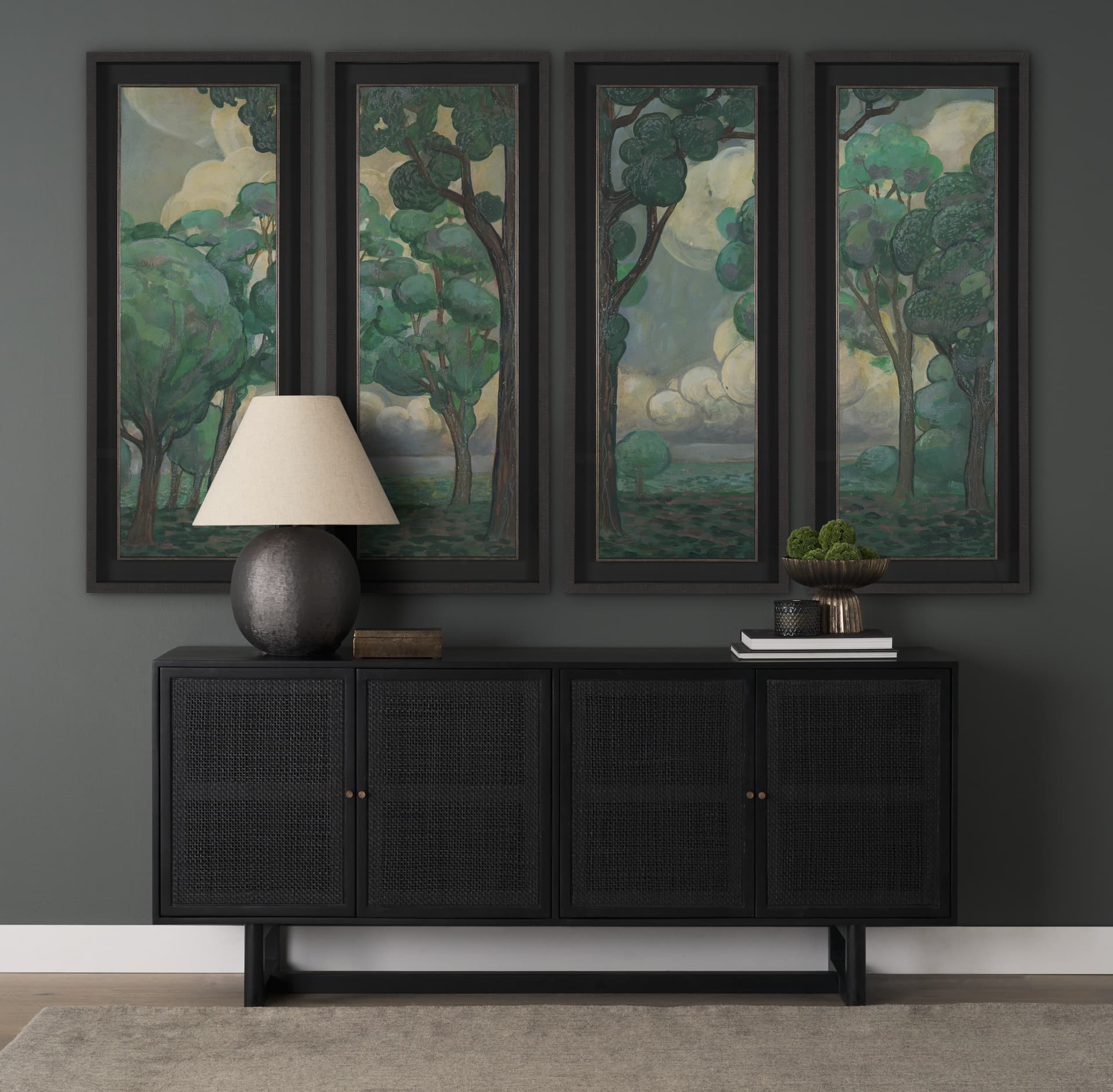 Majestic Garden I by Mercana Studio a Hand Embellished Framed Art Print under Glass — in a styled room