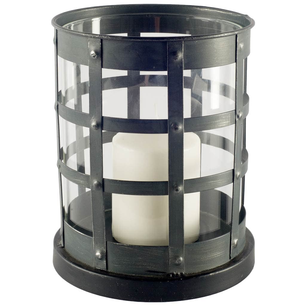 Oliver Black Metal/Glass Caged Table Candle Holder — product photograph