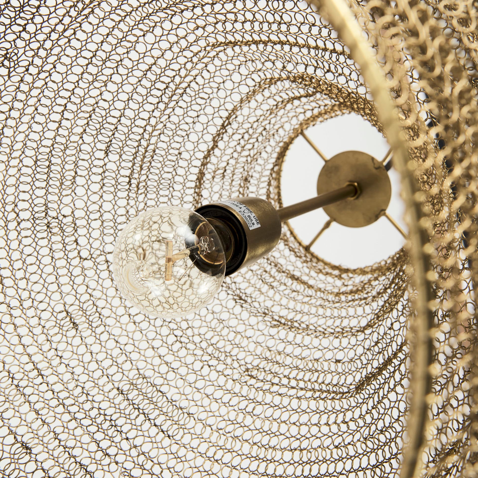 Halycon 16.0L x 16.0W x 20.0H Gold Mesh and Iron Pendant Light — product photograph