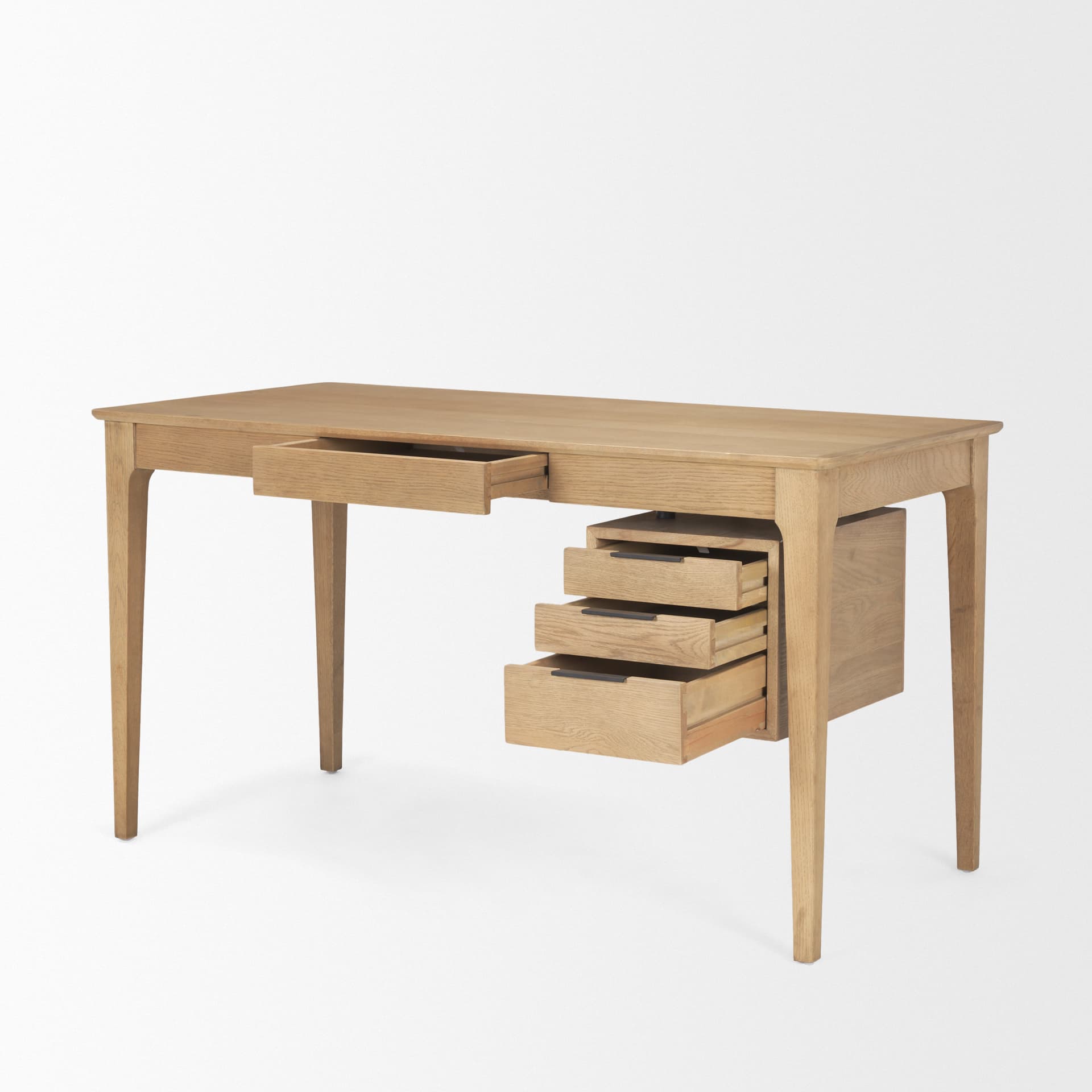 Tino Light Brown Oak Wood w/ 4 Drawers Desk — product photograph