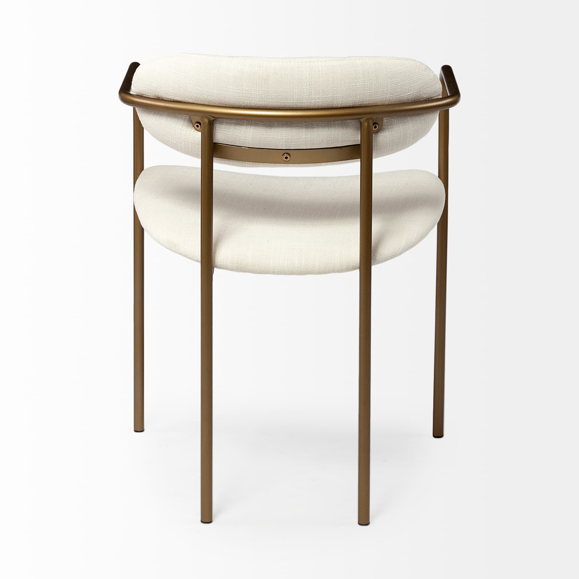 Parker Curved Back Dining Arm Chair | Cream Fabric w/ Gold Metal — product photograph