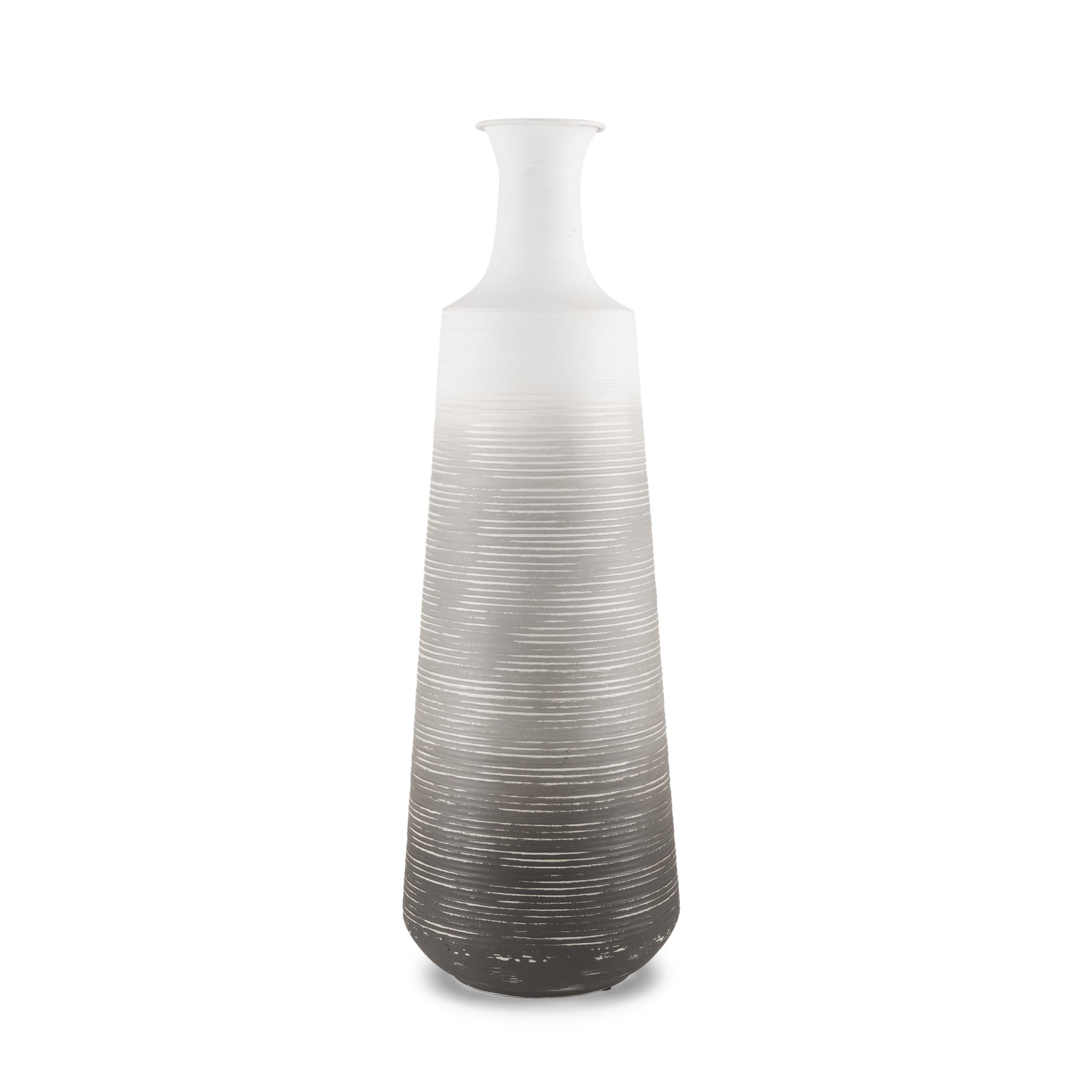 Toru Tall White w/ Grey Ombre Metal Vase — product photograph