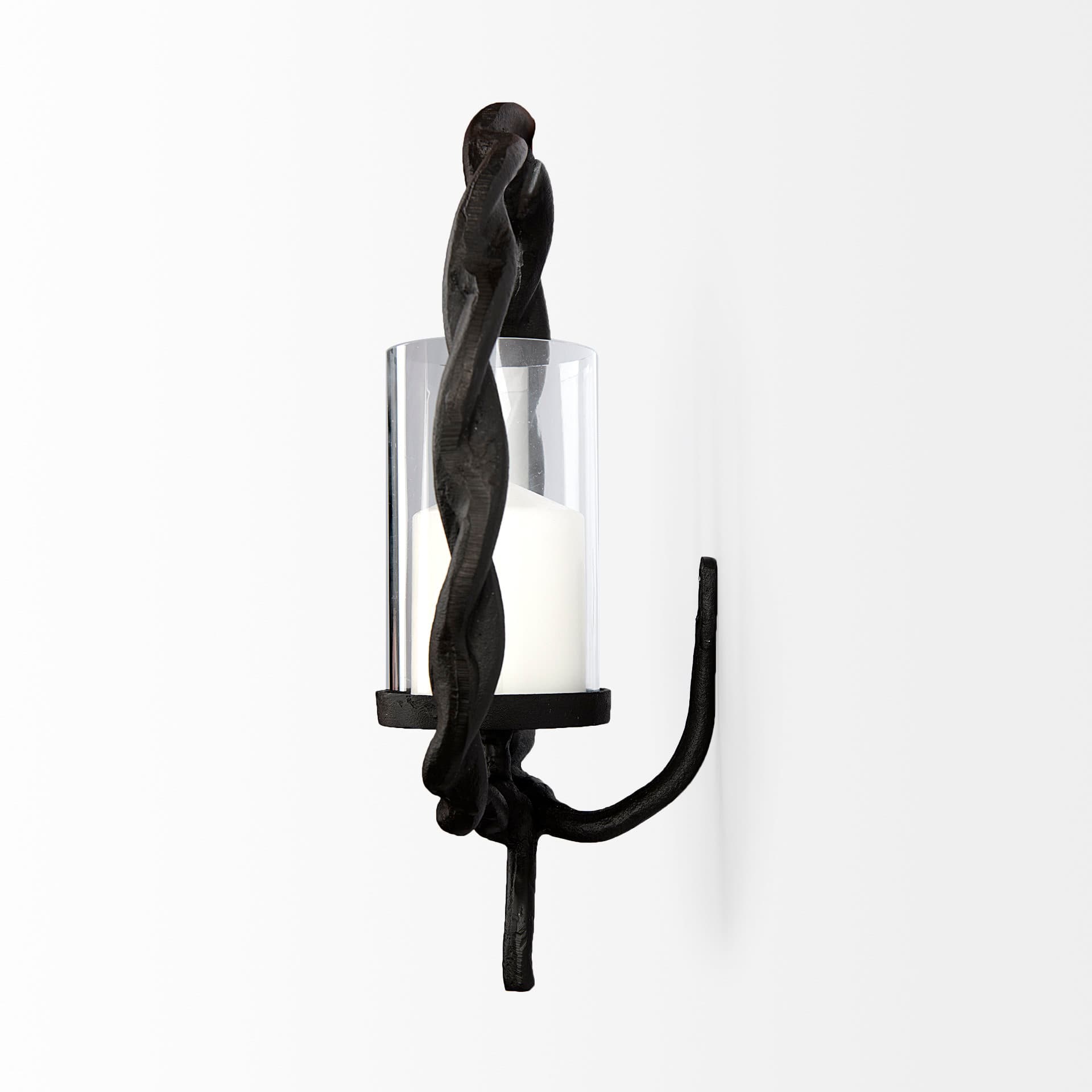 Rizwan 12.0L x 14.0W x 4.5H Black Aluminum Braided Circular Candle Holder — product photograph