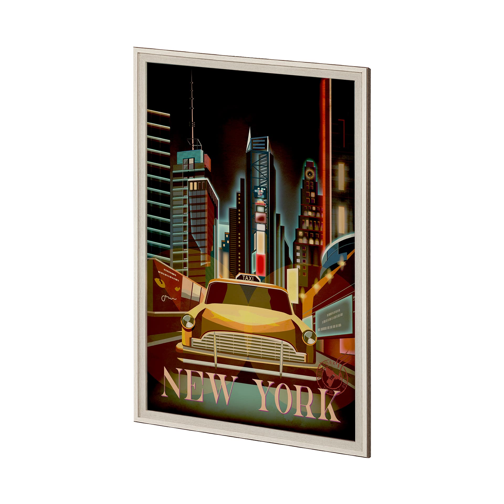 New York Go USA (XL) by Mercana Studio a Hand Embellished Decograph Framed Art Print under Glass — product photograph