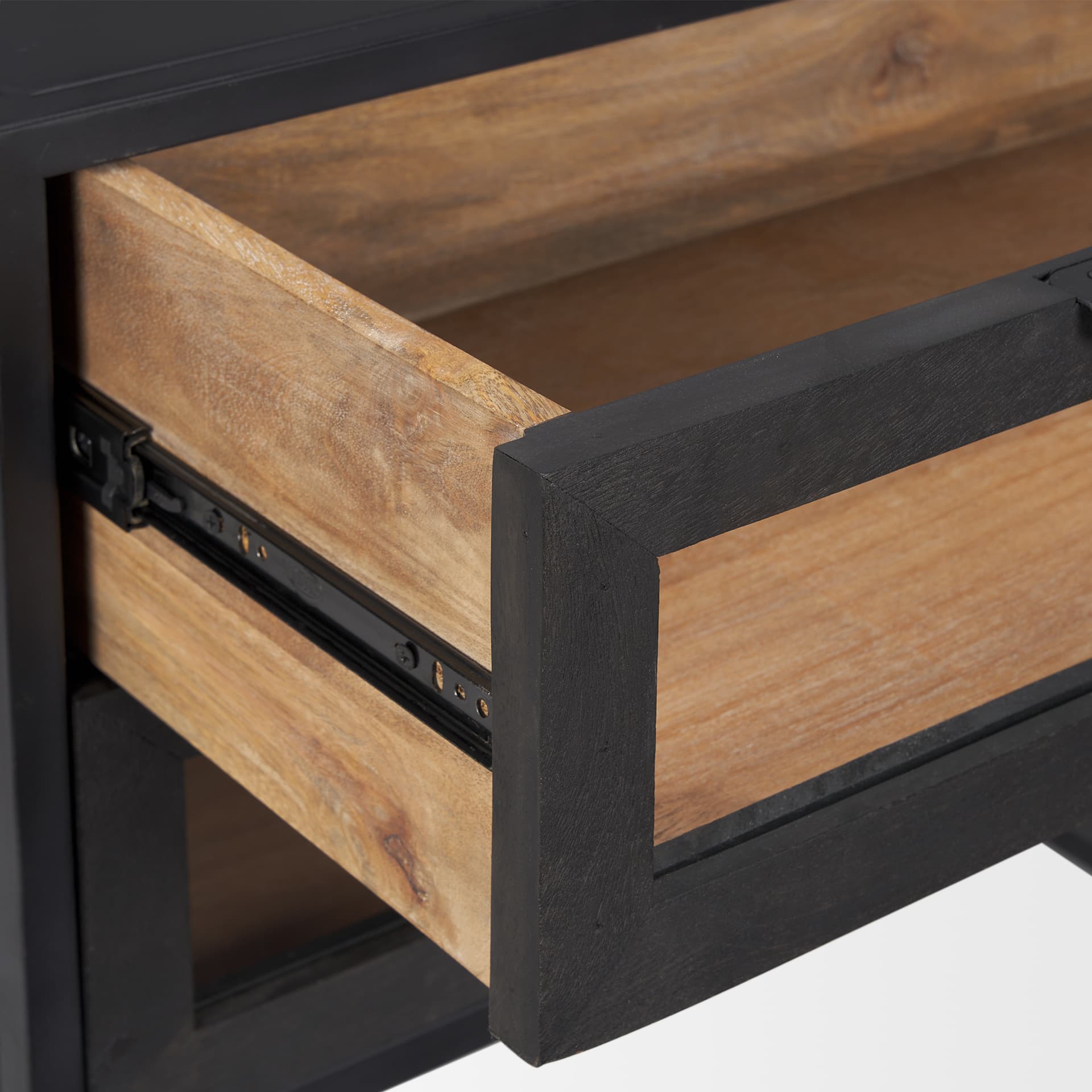 Sloan Black Wood W/Black Metal Frame Side Table — product photograph