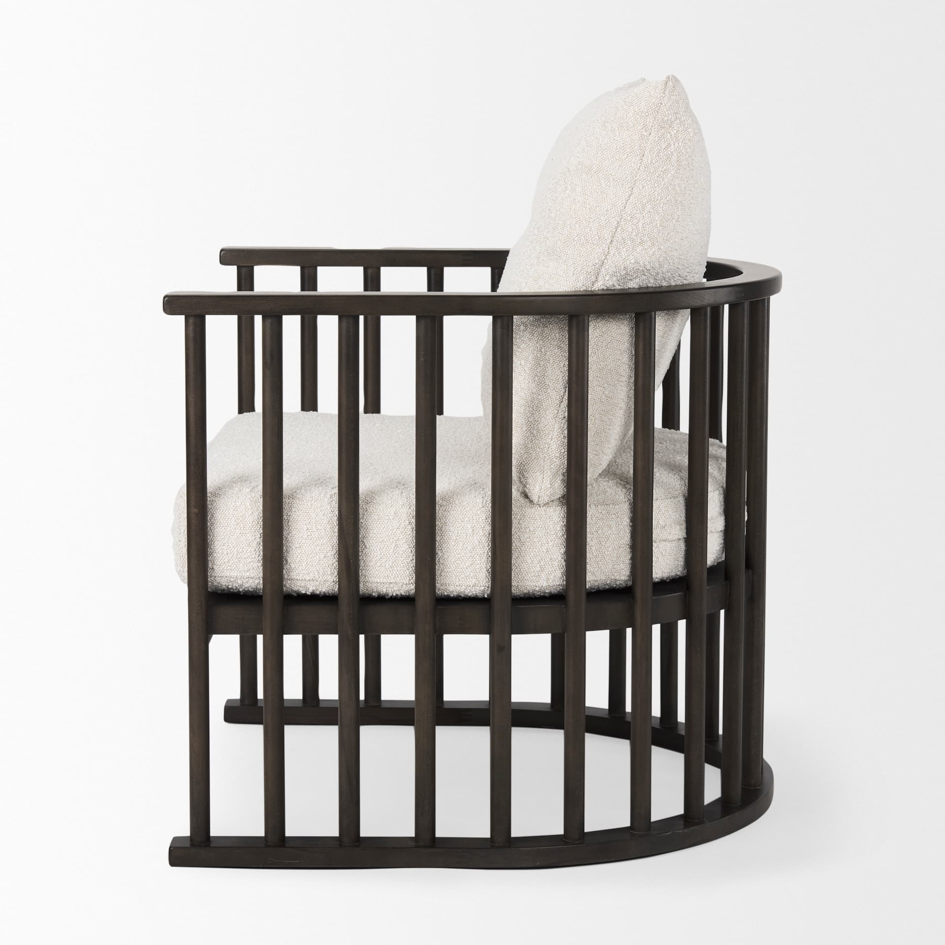 Kopari 30.1L x 30.5W x 37.2H White Boucle Fabric W/Dark Brown Wood Accent Chair — product photograph