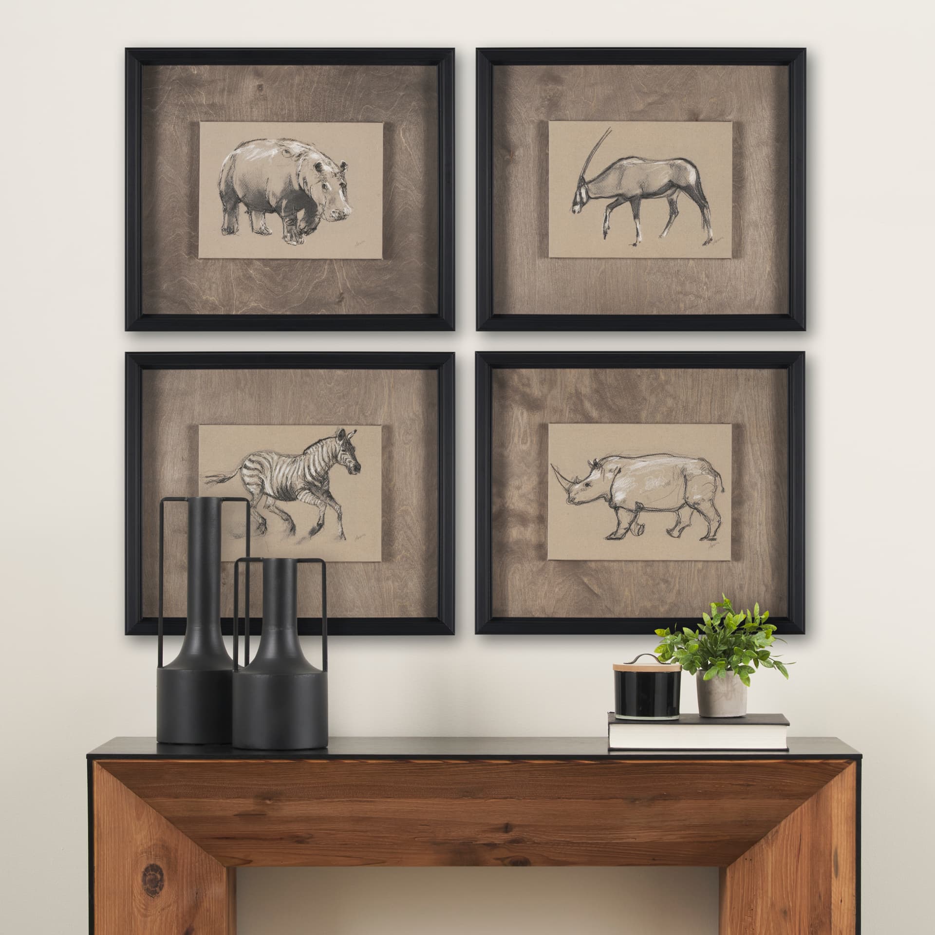 African Animal Study II by Mercana Studio a Hand Embellished Framed Art Print — in a styled room