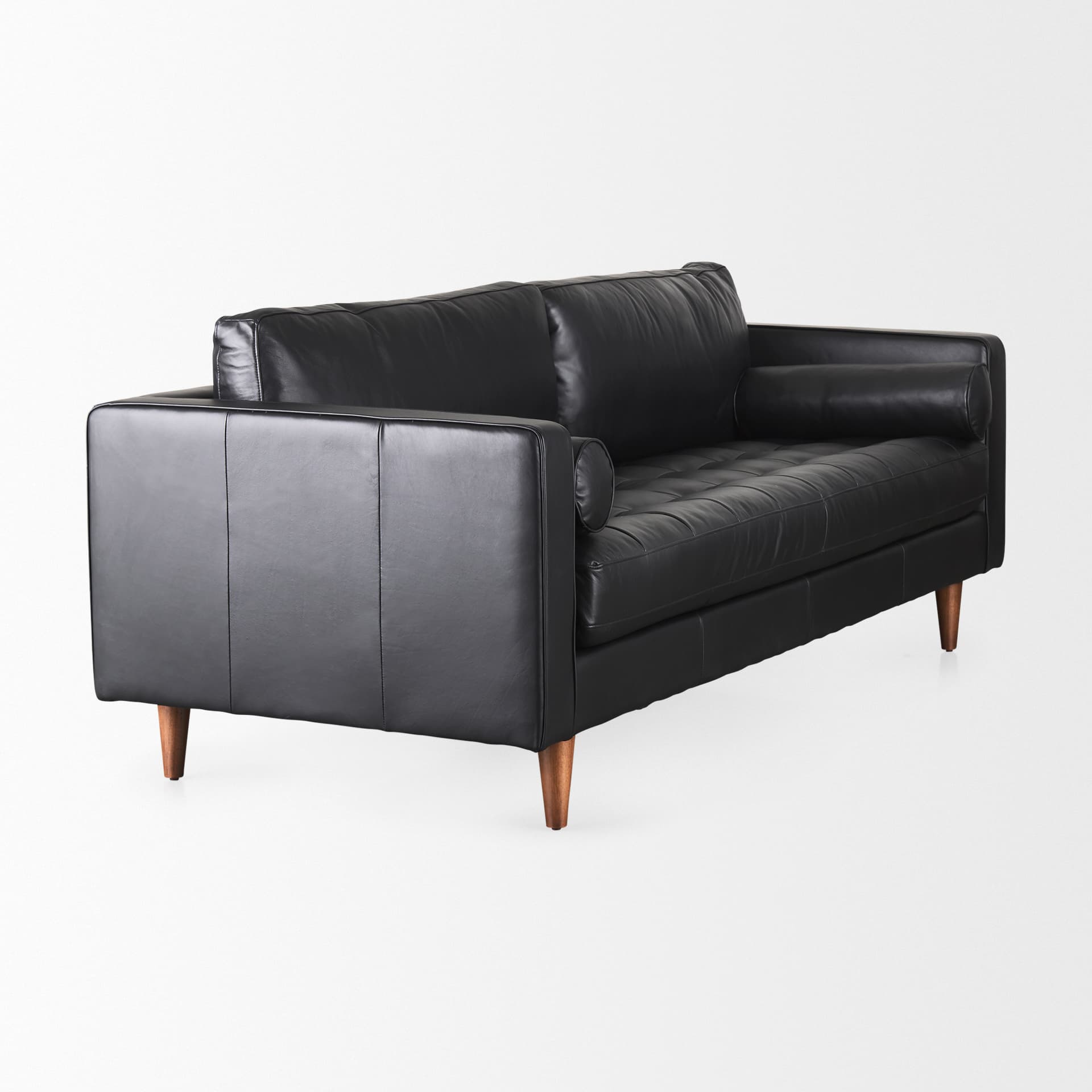 Svend 88.0L x 38.0W x 34.0H Black Leather Sofa — product photograph