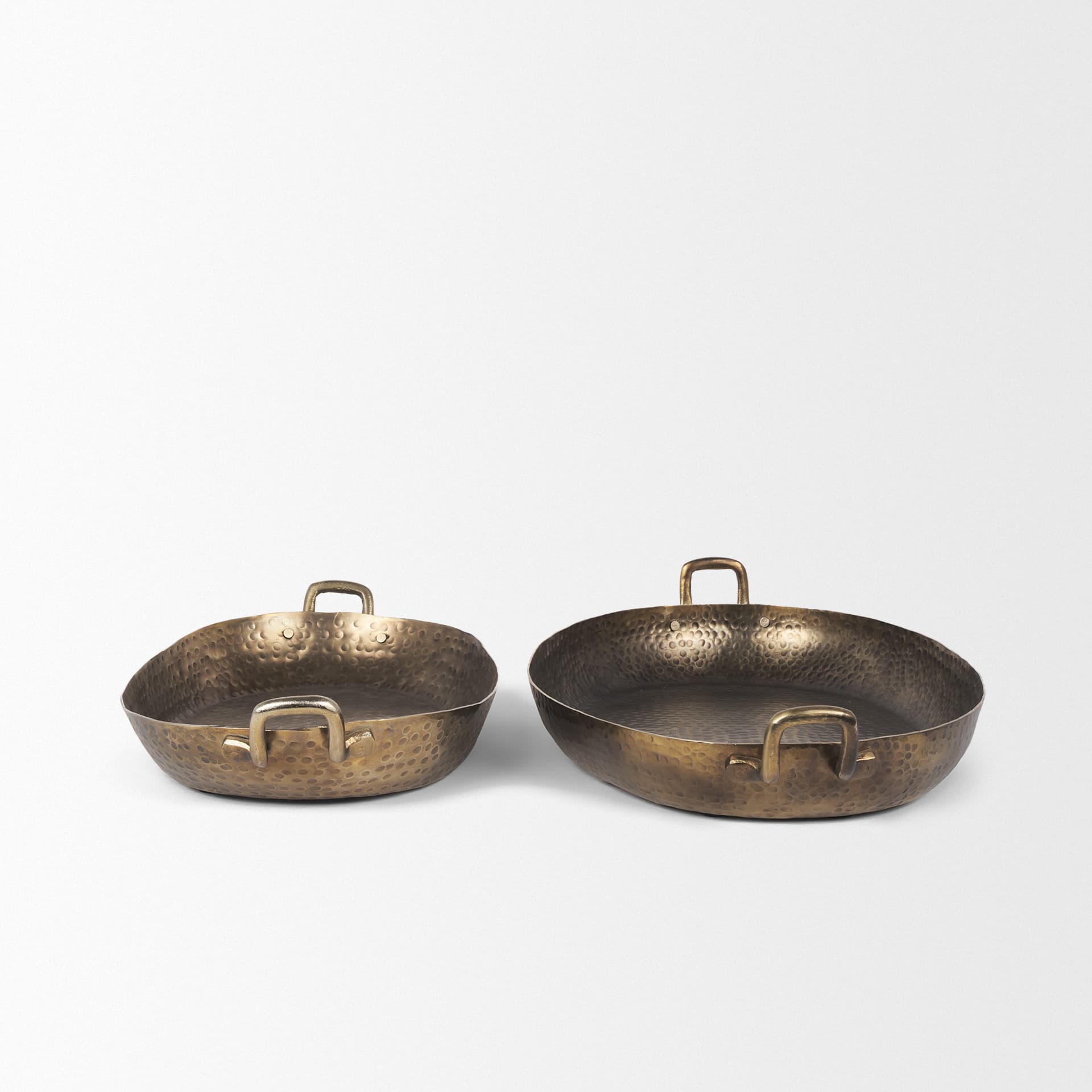 Pama Hammered Gold Metal Decorative Trays (Set of 2) — product photograph