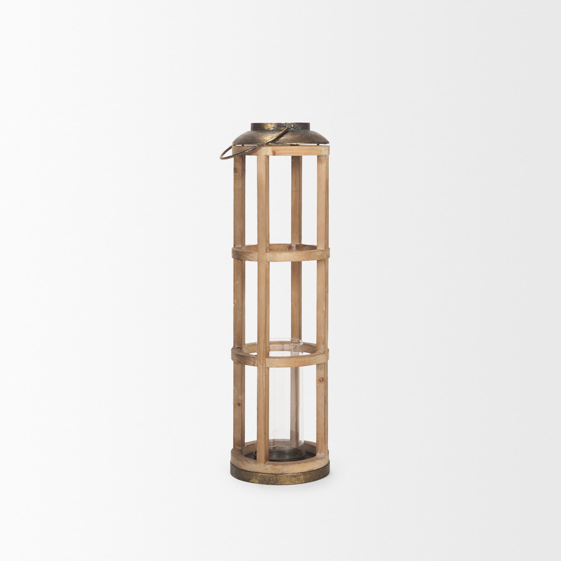 Andy I Large Natural Wood Cylindrical Lantern — product photograph