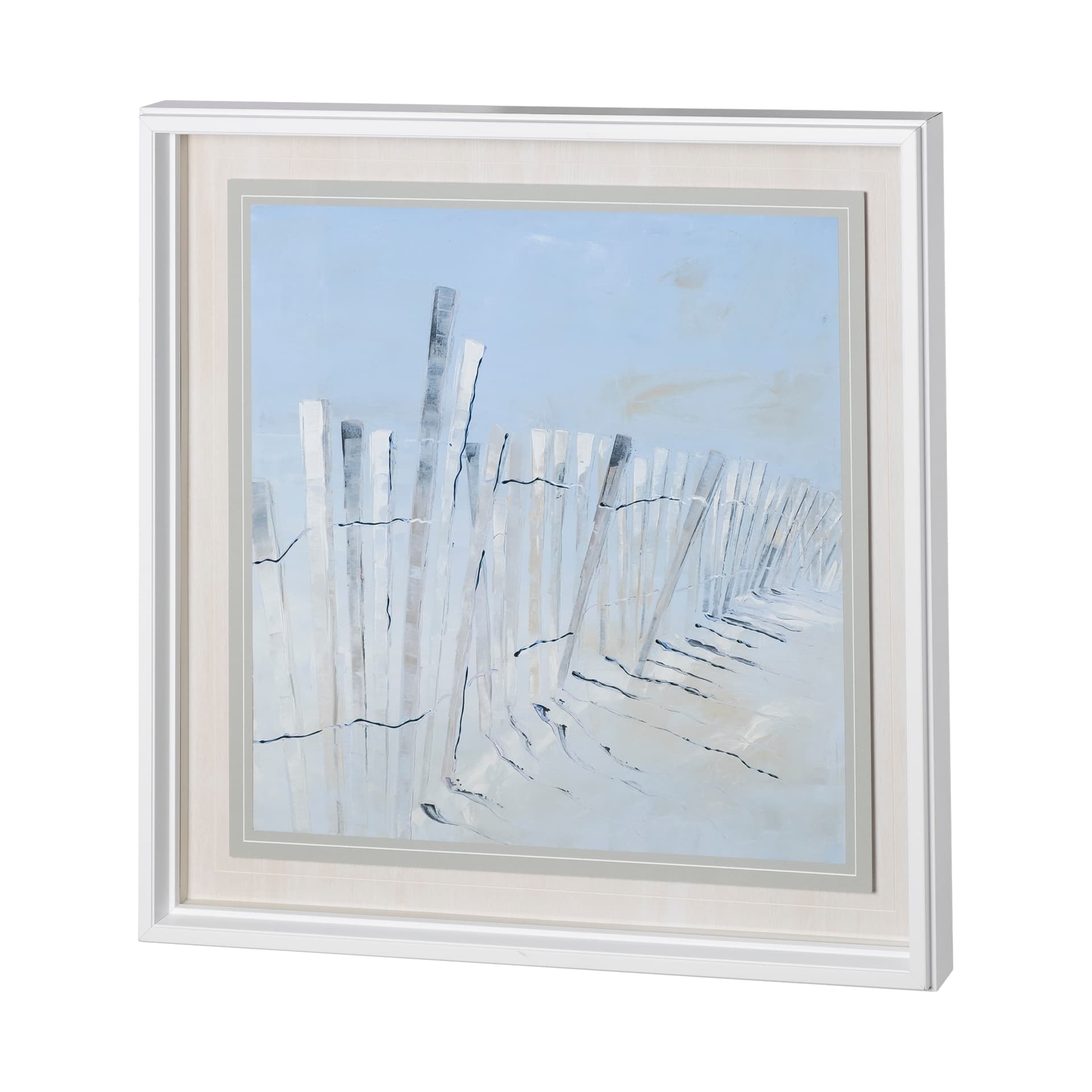 Ocean Fence by Mercana Studio a Hand Embellished Textured Framed Art Print Matted under Glass — product photograph