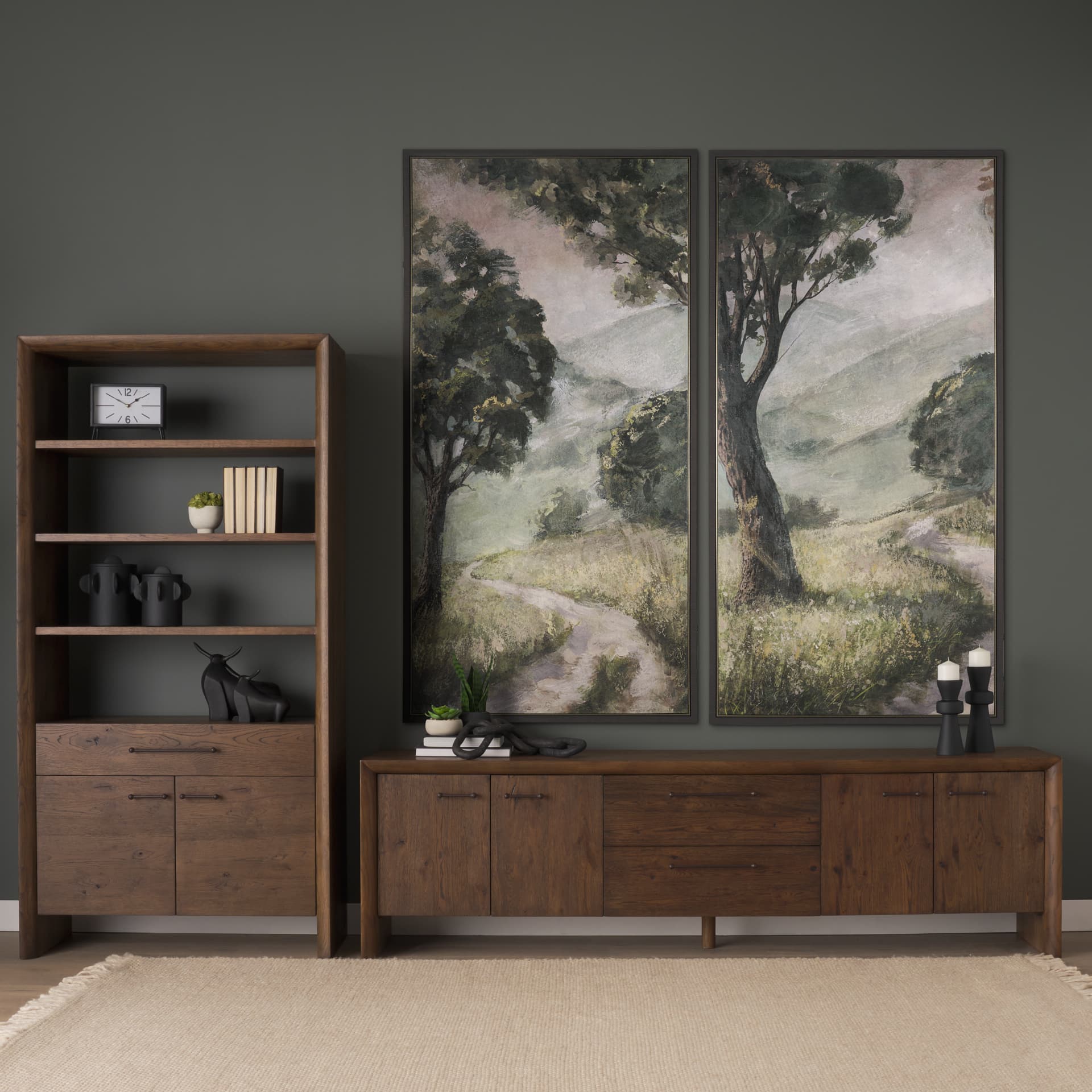 Silent Forest I by Mercana Studio Hand-Embellished Textured Framed Canvas Artwork — in a styled room