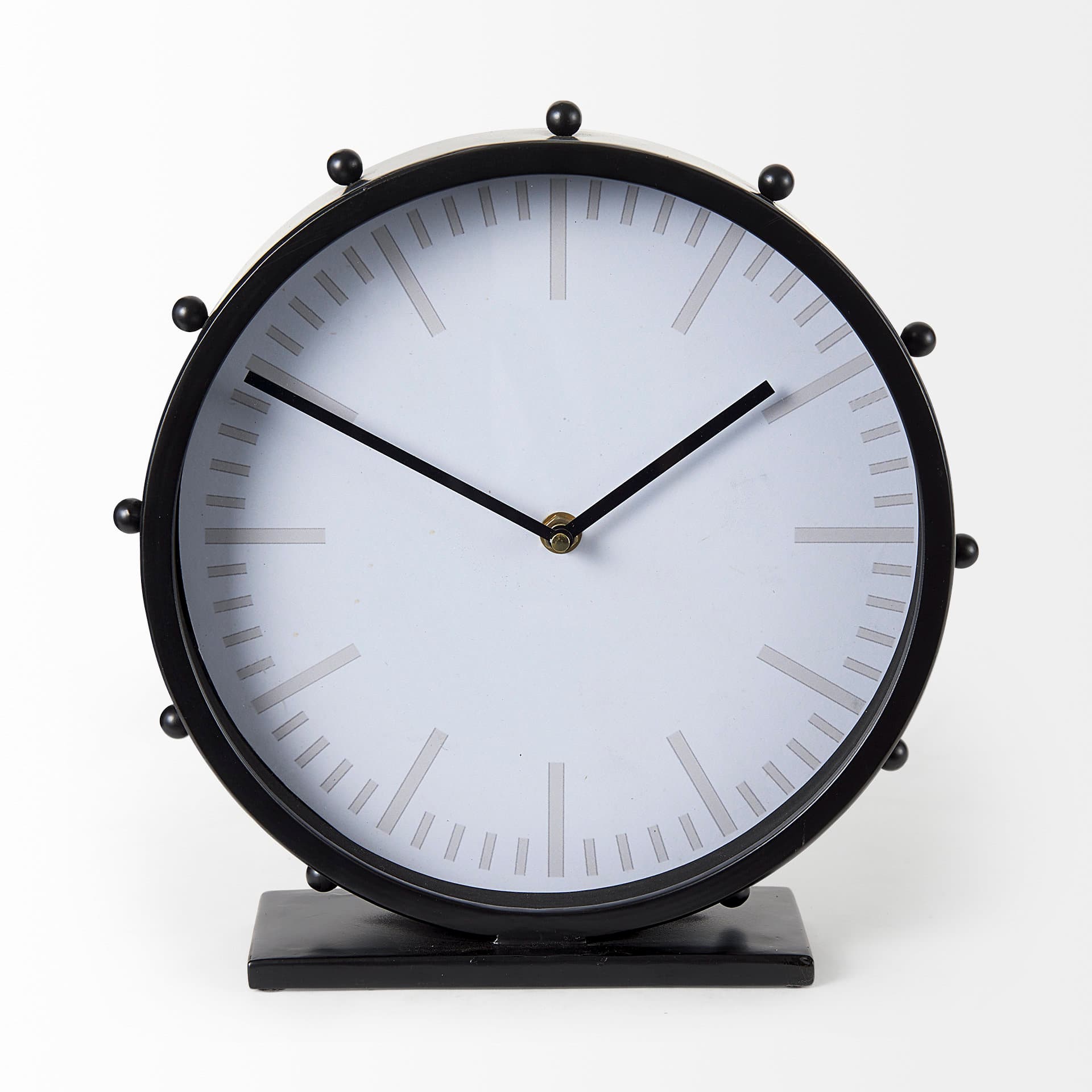 Marian 11.0L x 3.1W x 11.0H Black Studded Round Table Clock — product photograph