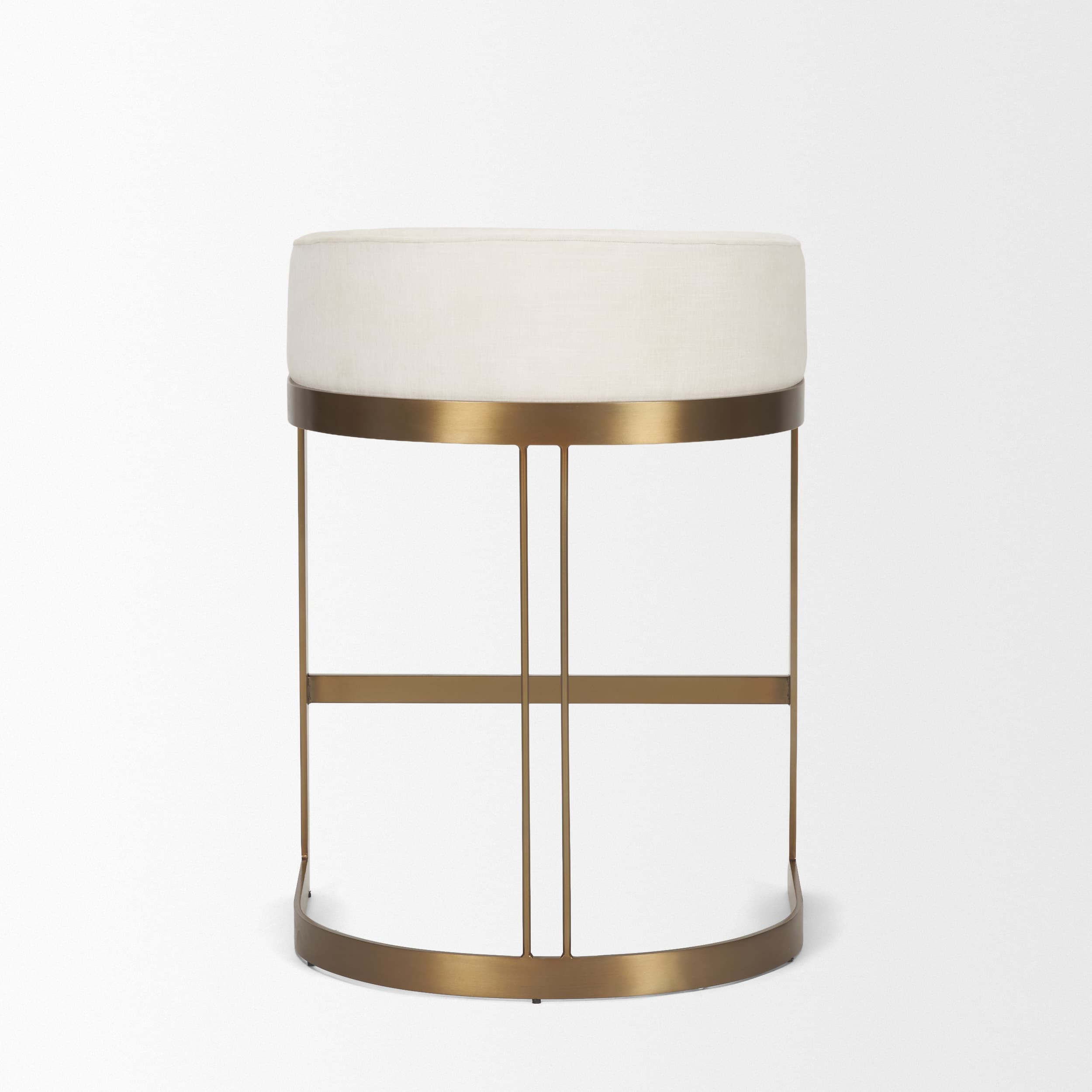 Hollyfield Low Back 24.75in Seat Counter Stool | Cream Fabric w/ Metal — product photograph