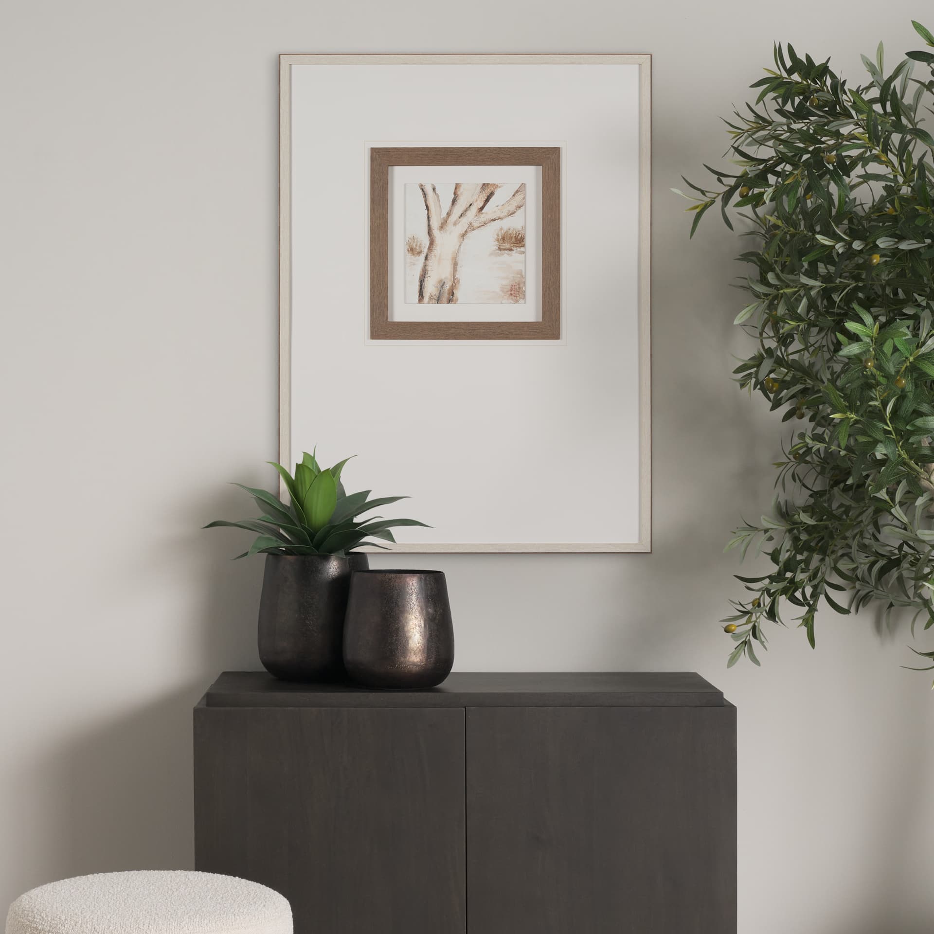 Ancient Arbutus by Studio M a handmade Original Framed Artwork under Glass — in a styled room