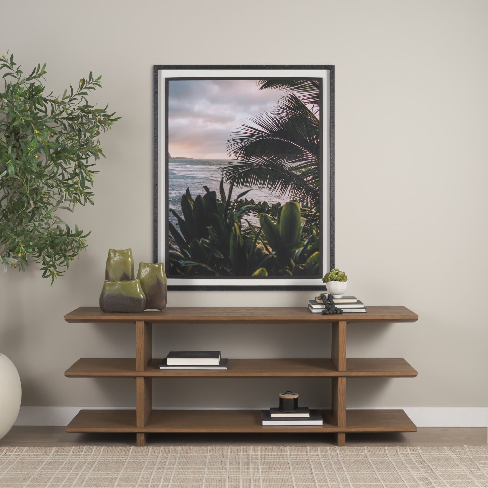 Kauai Jungle Dream by Stefan and Audrey Textured Framed Photo Print Matted under Glass — in a styled room