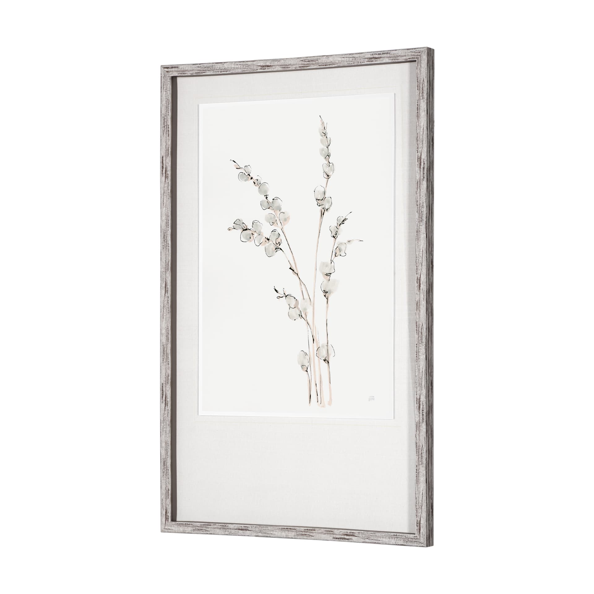 Pussy Willows IV by Chris Paschke a Hand Embellished Textured Framed Art Print Matted under Glass — product photograph