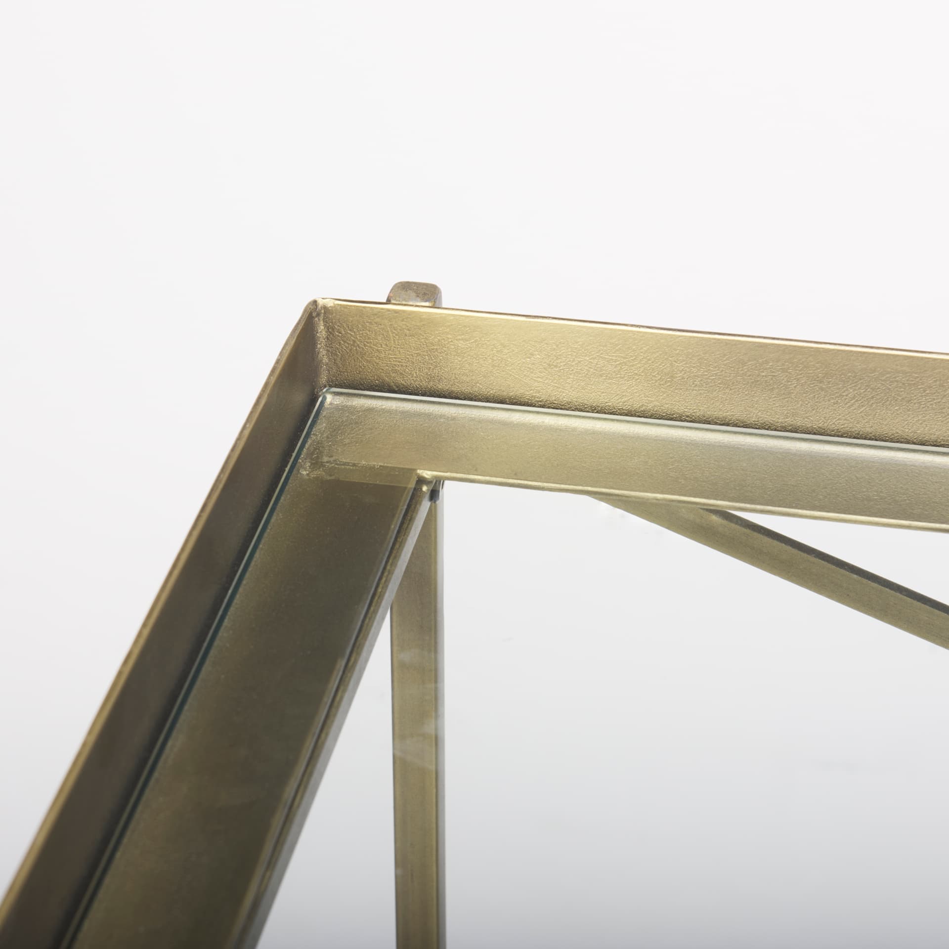 Trey 72.0L x 16.0W x 30.0H Gold Metal W/Glass Console Table — product photograph