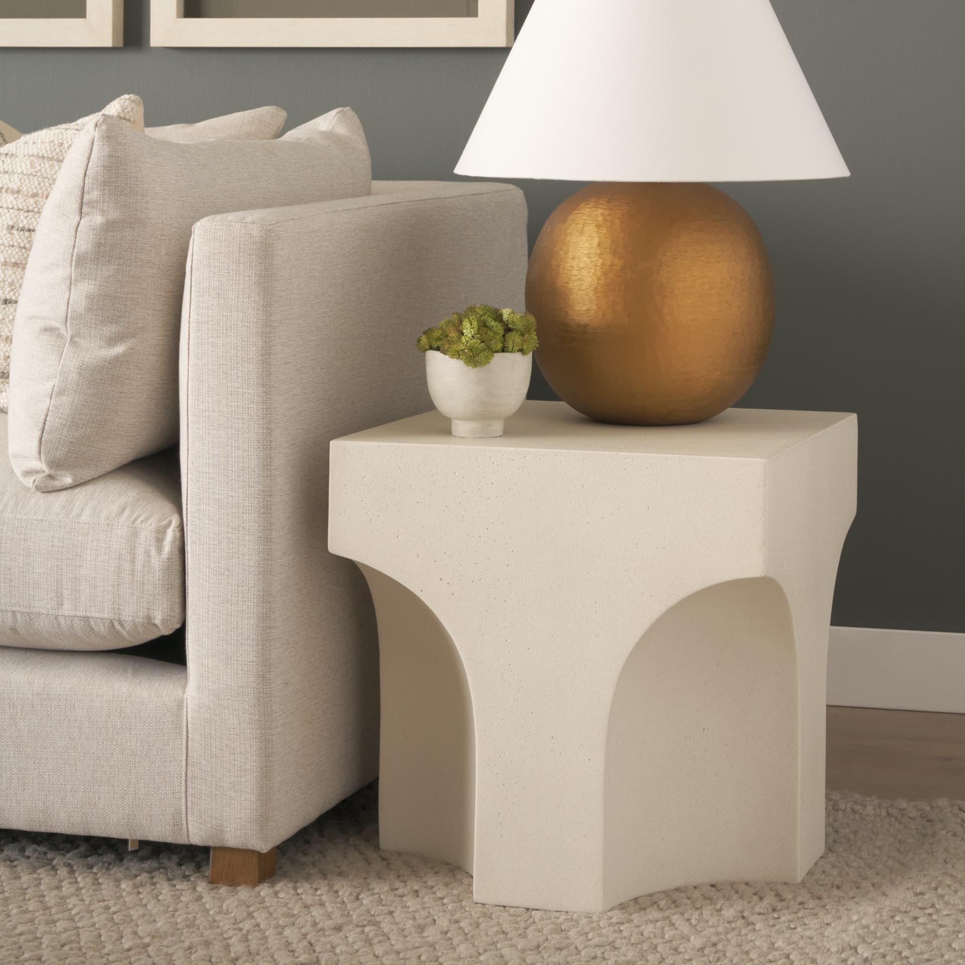 Bunda Square Sculptural Stone Finish Accent Table — product photograph