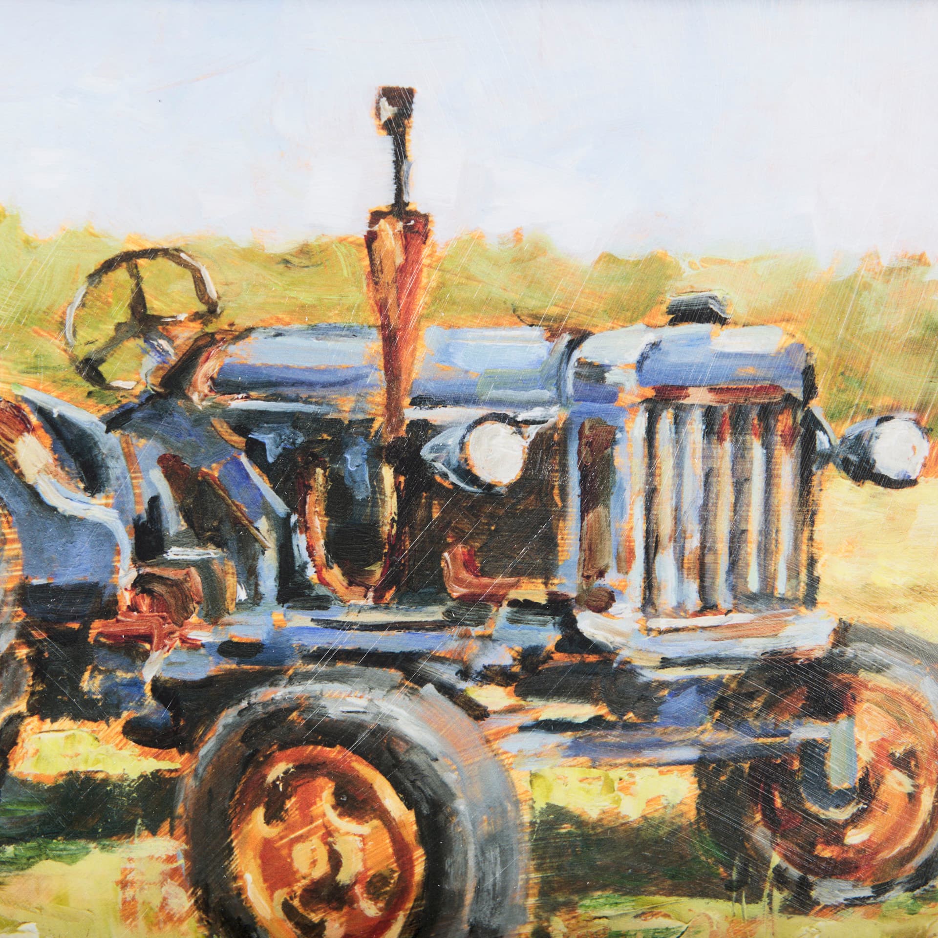 Rustic Tractors III by Mercana Studio Hand Embellished Textured Framed Art Print Matted under Glass — product photograph