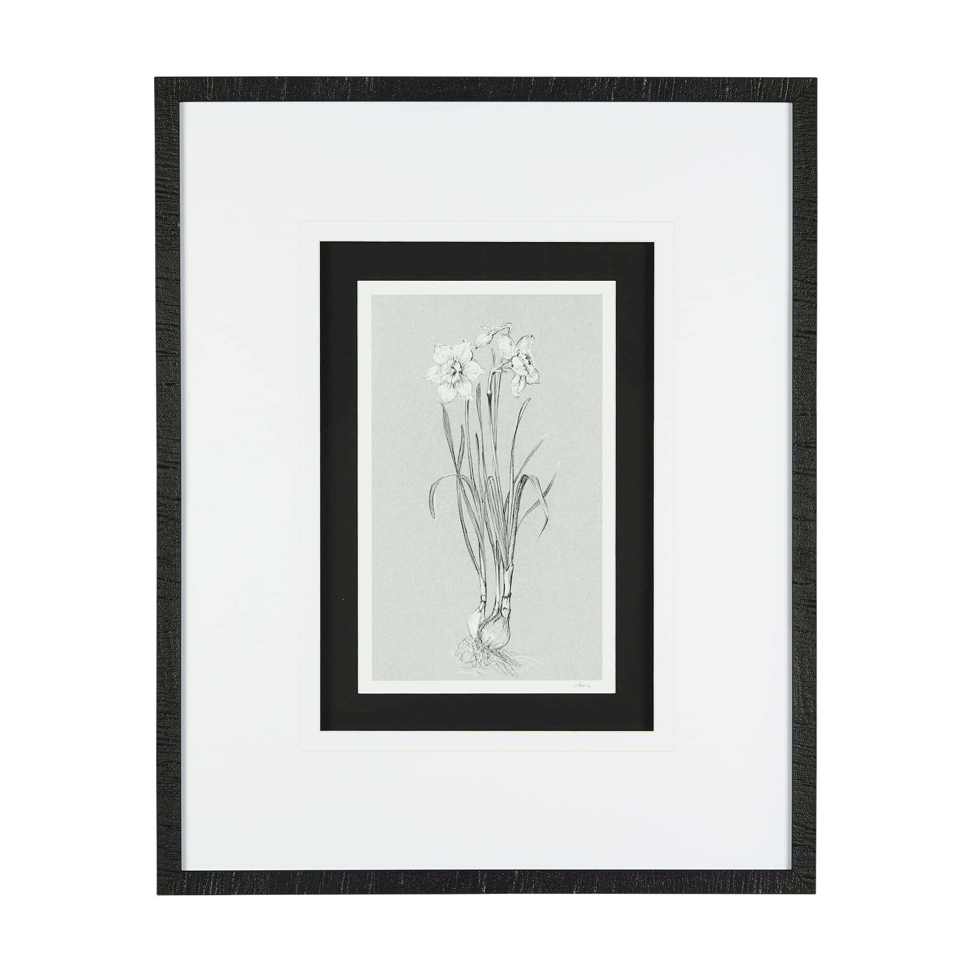 Botanical sketches II (Grey) by Mercana Studio Hand Embellished Framed Art Print Matted under Glass — product photograph
