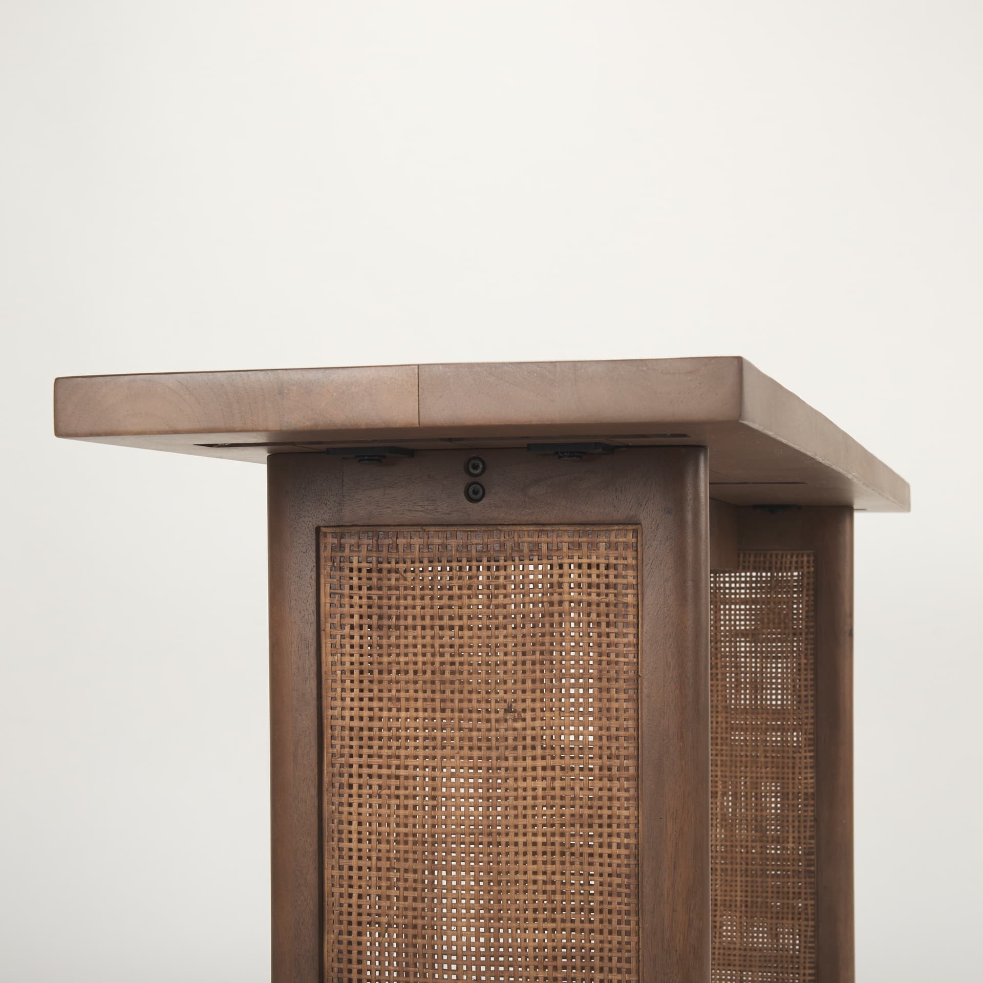Grier 65" Medium Brown Solid Wood w/ Cane Console Table — product photograph