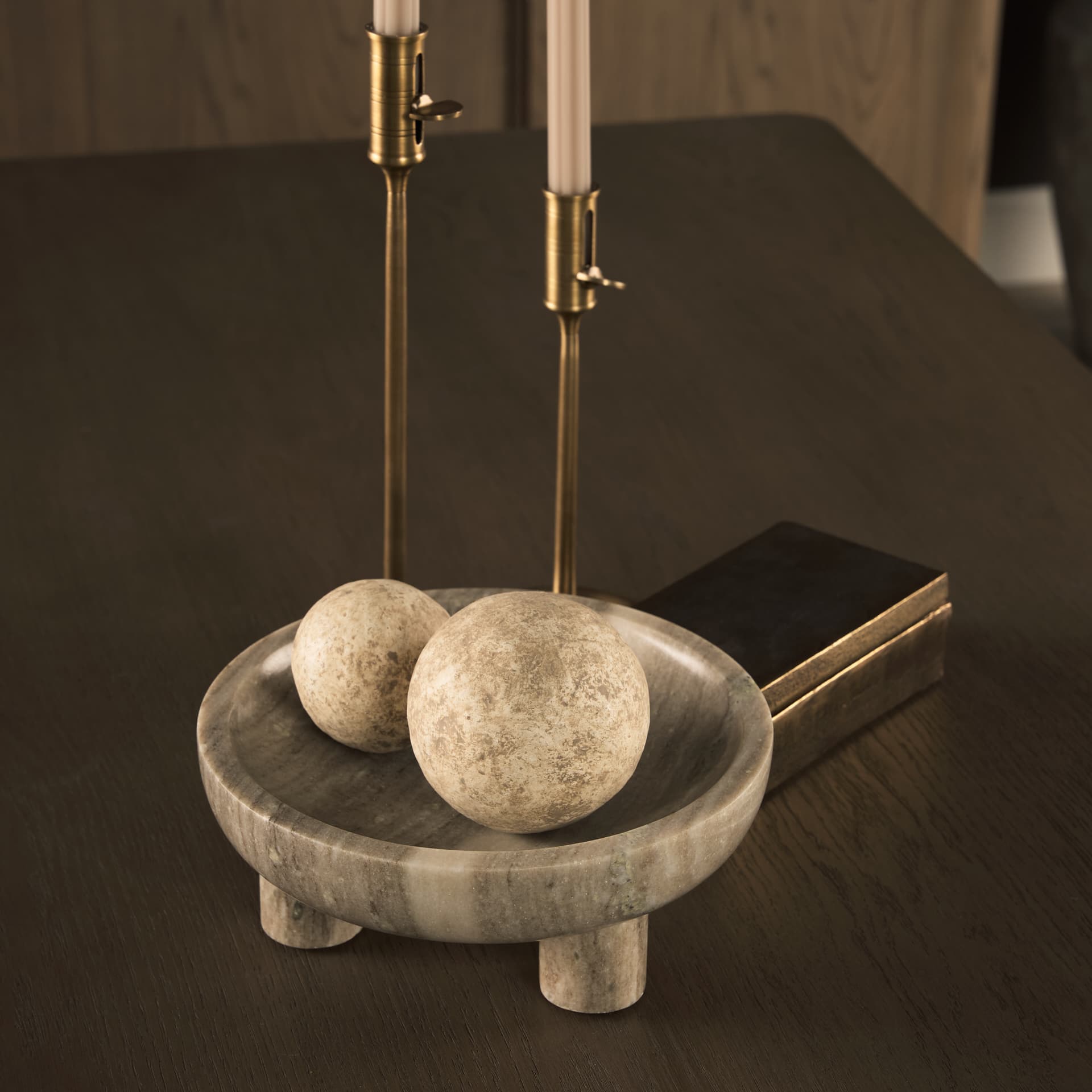 Vasca Gray Marble Decorative Pedestal Bowl — product photograph