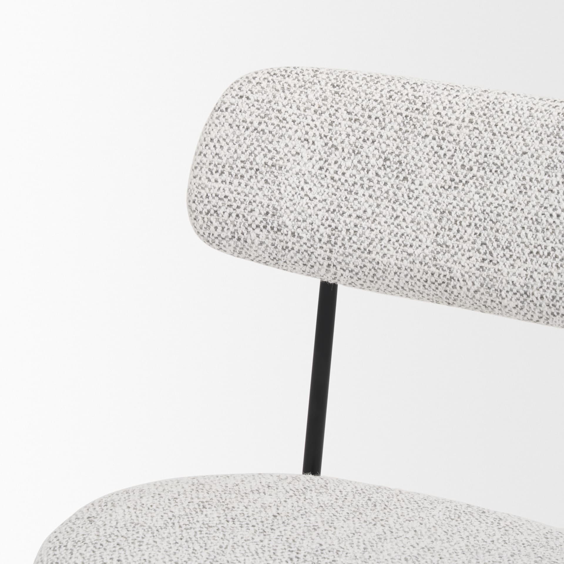 Casey Curved Back Dining Side Chair | Gray Fabric w/ Black Metal — product photograph