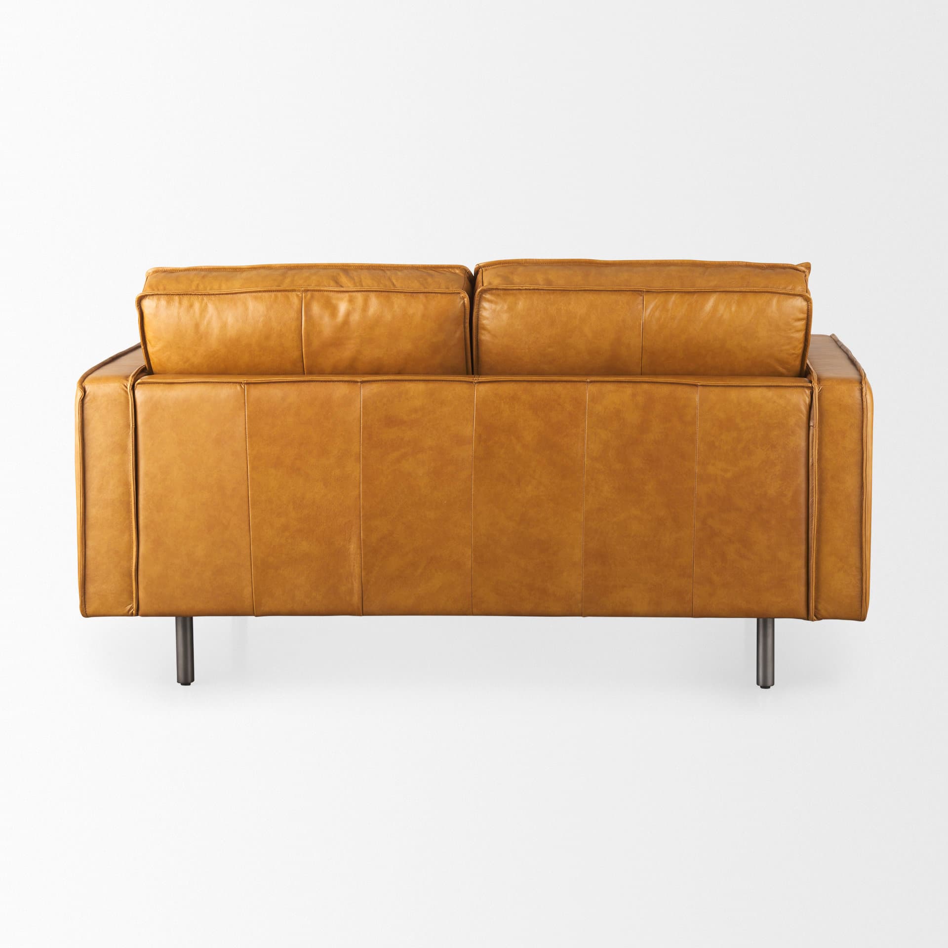 D'Arcy 65.0L x 37.0W x 34.0H Tan Leather Love Seat — product photograph