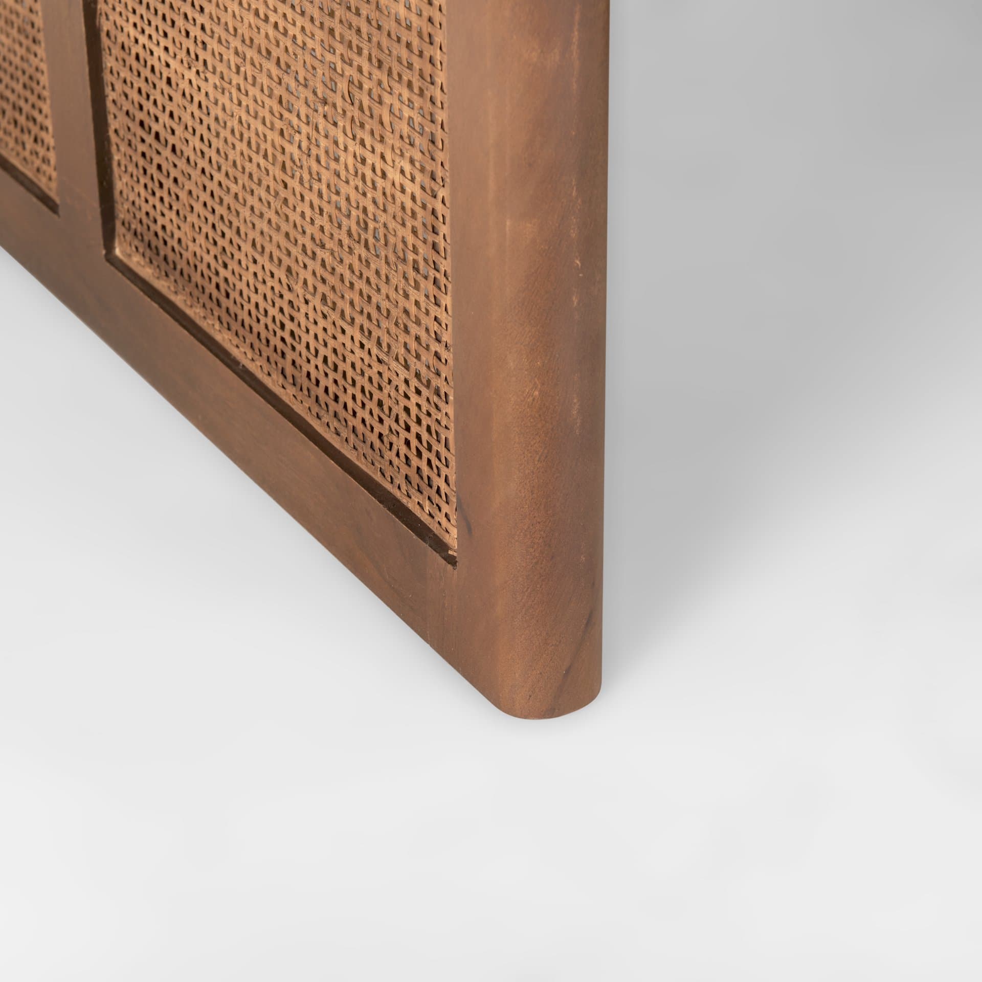 Grier 42" Square Medium Brown Solid Wood w/ Cane Coffee Table — product photograph