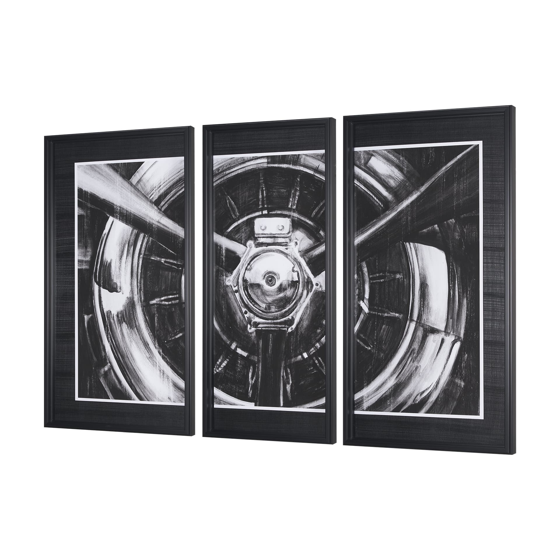 Vintage Propeller I by Ethan Harper a Hand Embelished Textured Framed Art Print Matted under Glass — product photograph